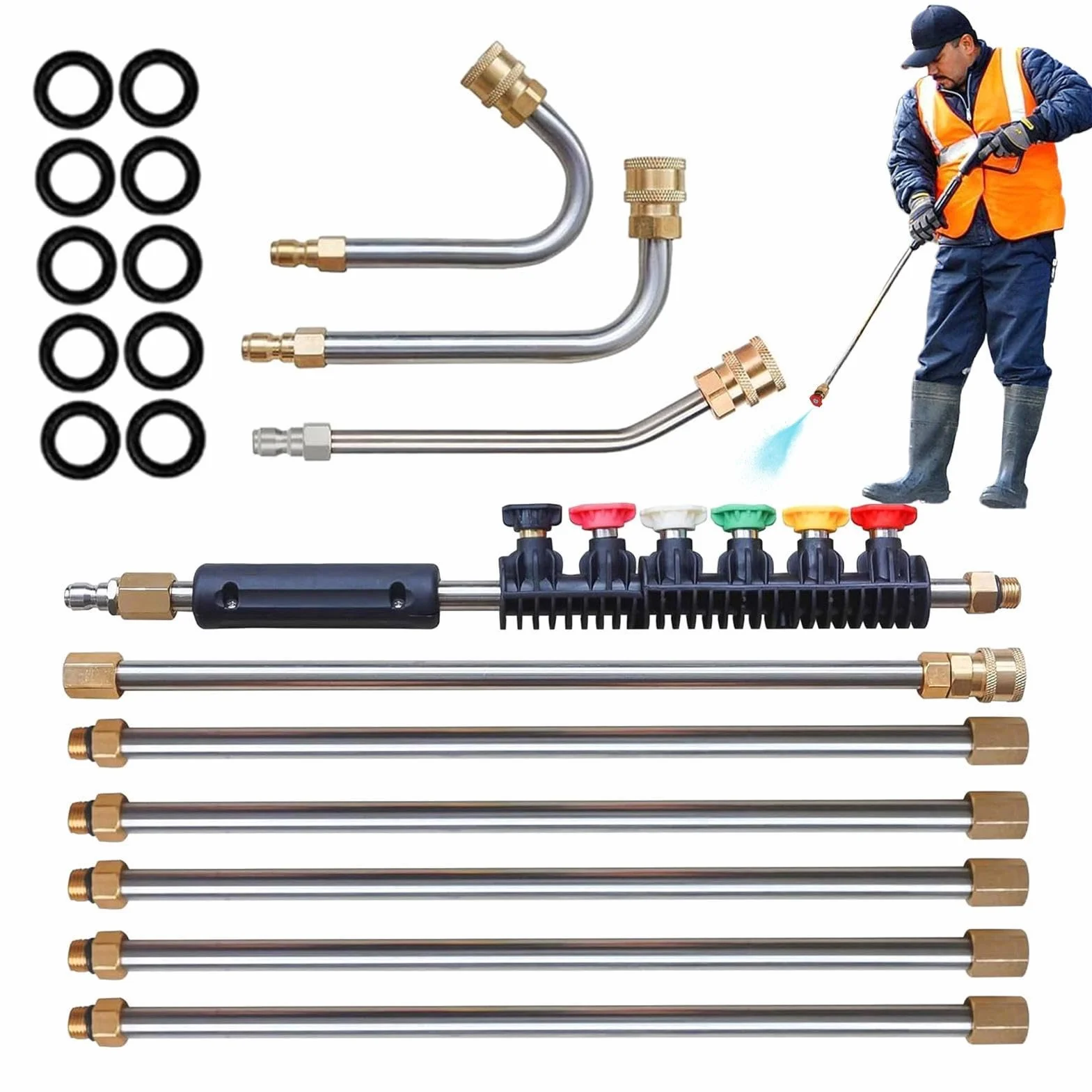 Varilla de extensión para hidrolavadora Juego de Varilla Telescópica para | Varilla telescópica para hidrolavadora Para Hogar Jardín Patio Trasero Terraza Entrada Valla Patio