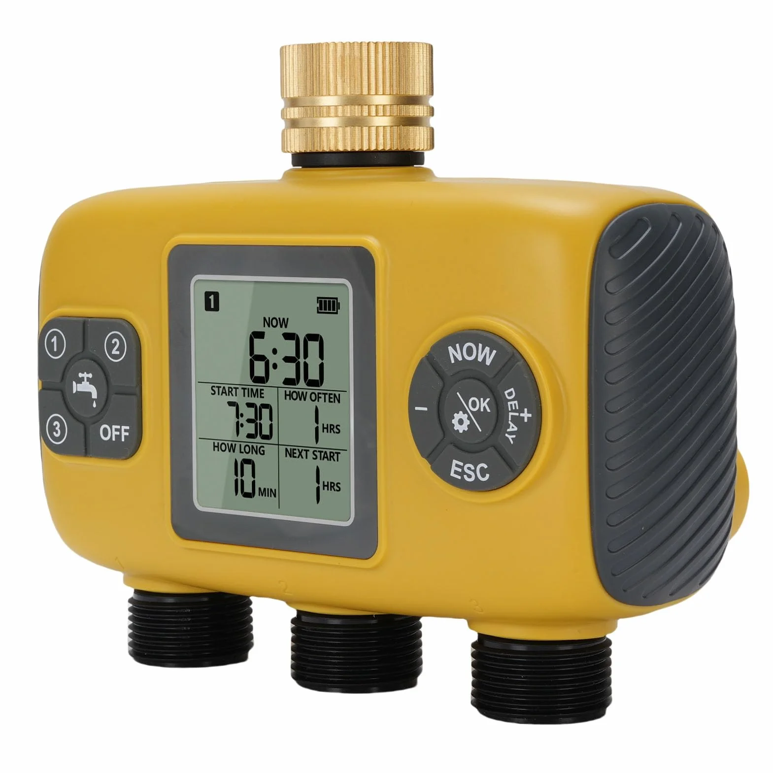 Fabater Temporizador de Aspersor Programable de 3 Salidas con Flujo de Agua Constante para Jardín, Material ABS