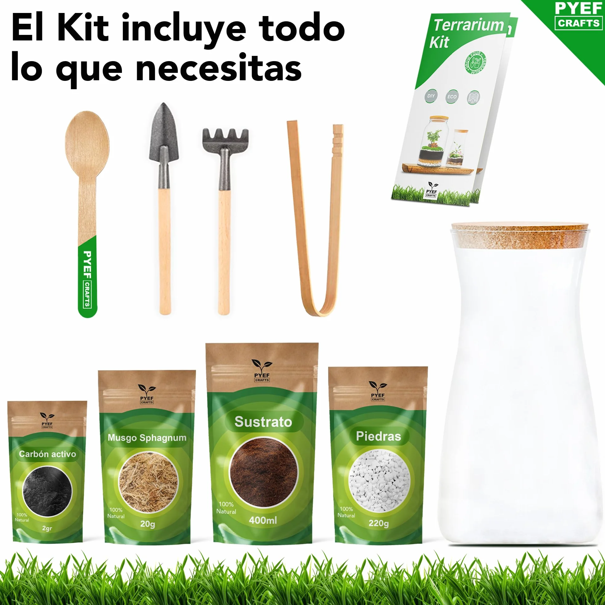 Kit Terrario de Cristal DIY Set Decoración Ecosistema Cerrado Bosque Eterno Interior Frasco Accesorios Hogar Regalo Original