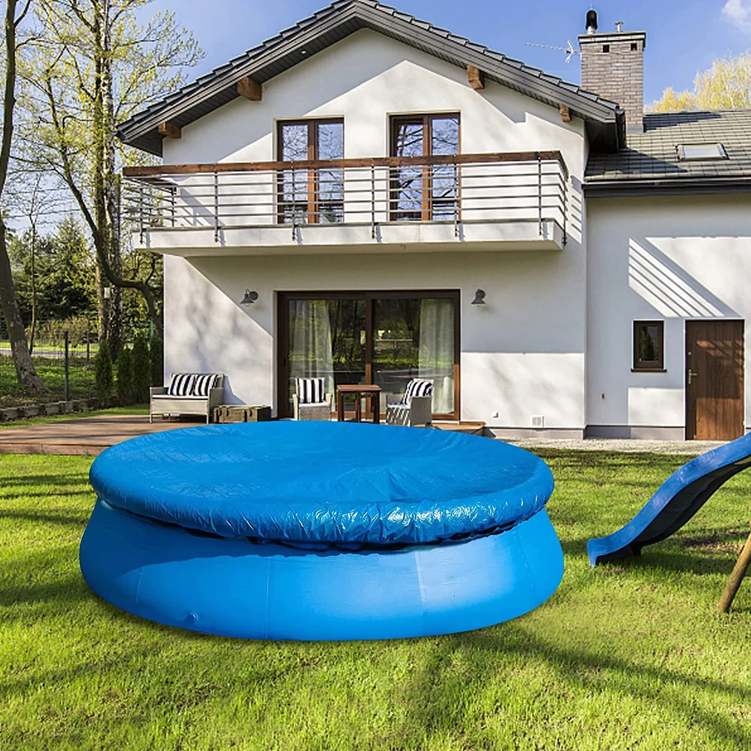 Lona de protección para piscina 183 cm azul resistente al viento lluvia polvo