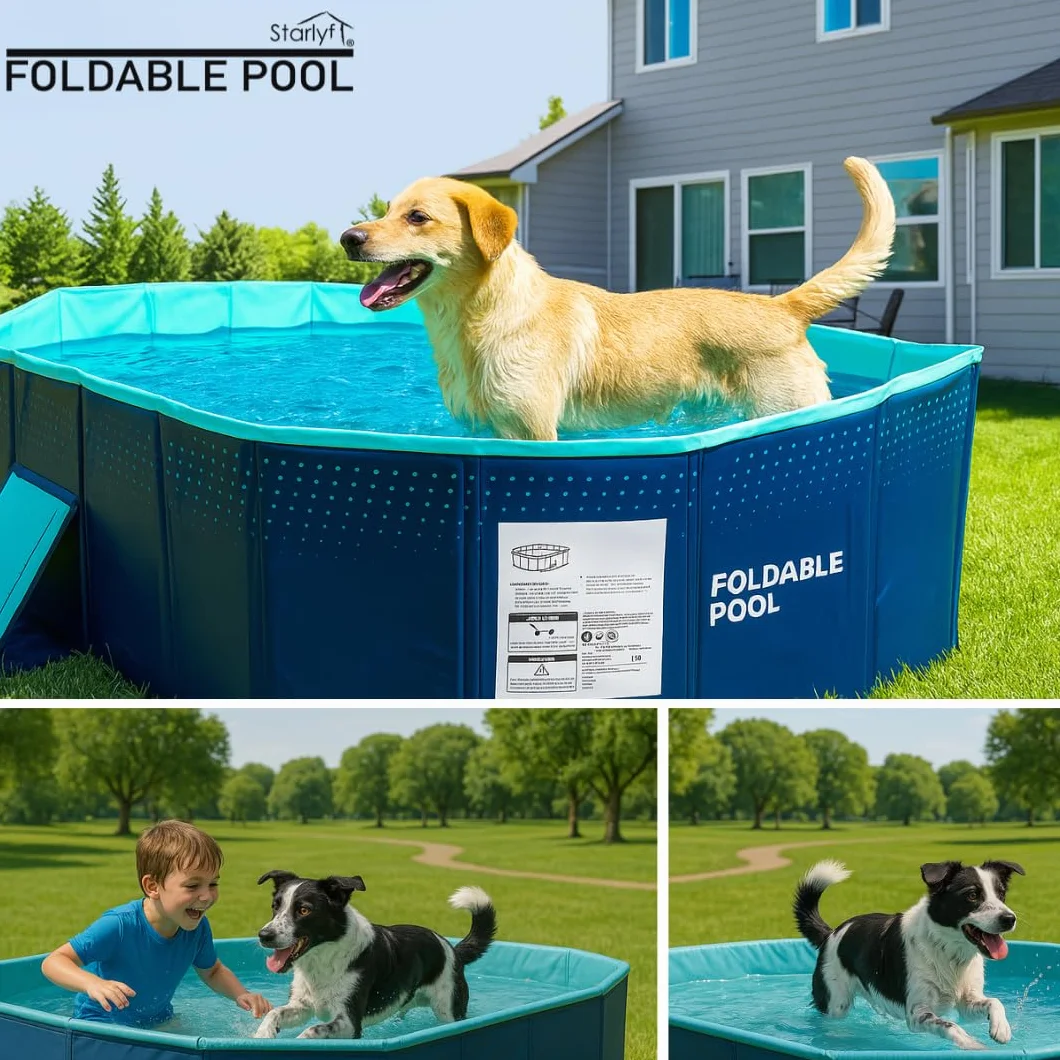 Piscina Plegable 180x110x50cm para Niños y Adultos Portátil Desmontable