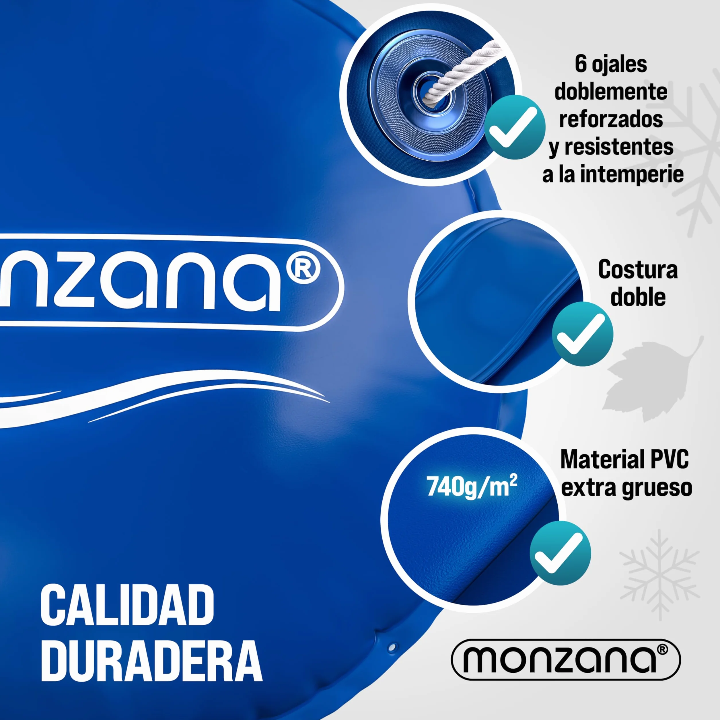 Monzana Cojín Redondo Piscina XXL Cubierta Inflable Aire 3m 4m Protección Invierno Resistente Rayos UV
