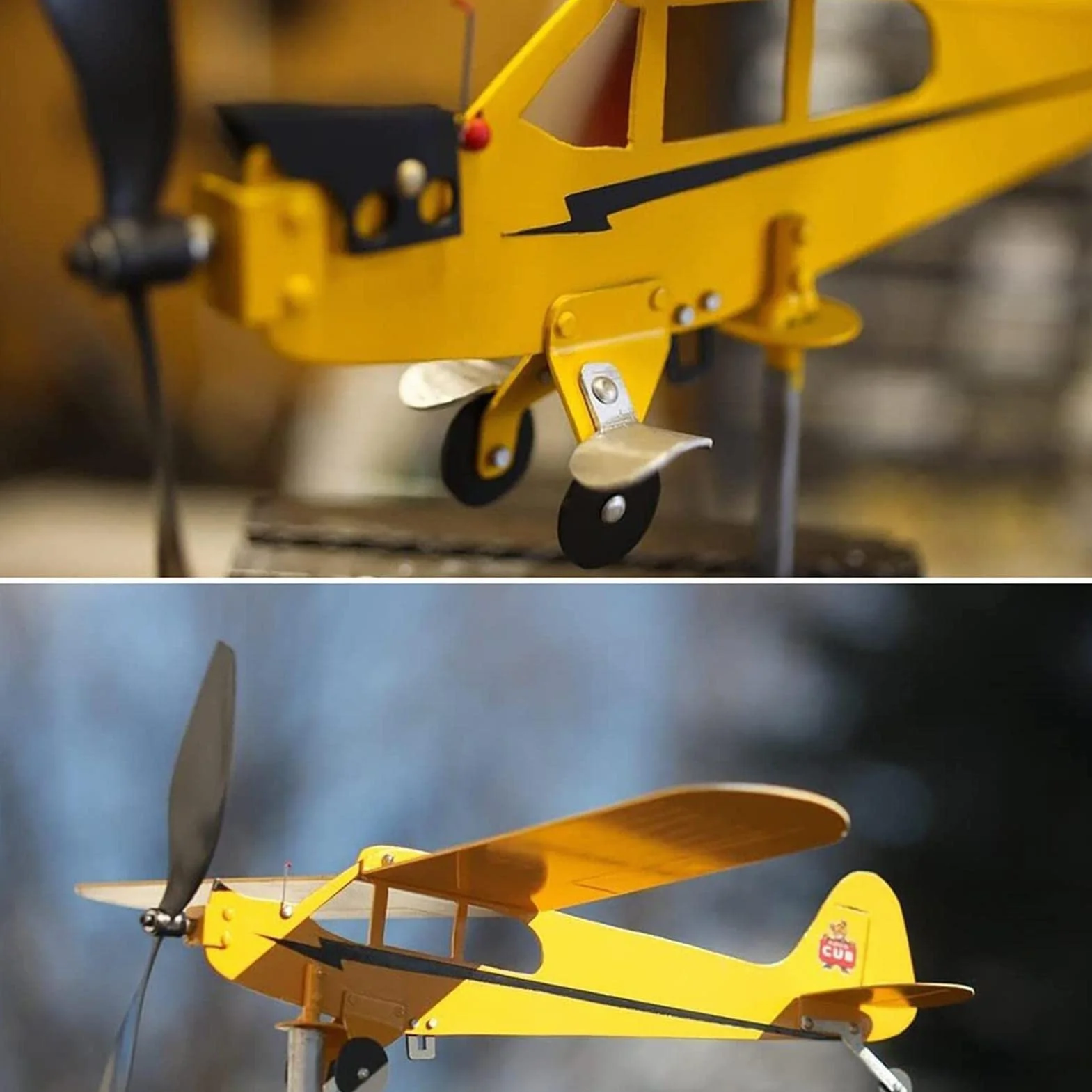 Veleta de Avión Hecha a Mano Piper J3 Cub Metal Decoración para Amantes de Vuelos