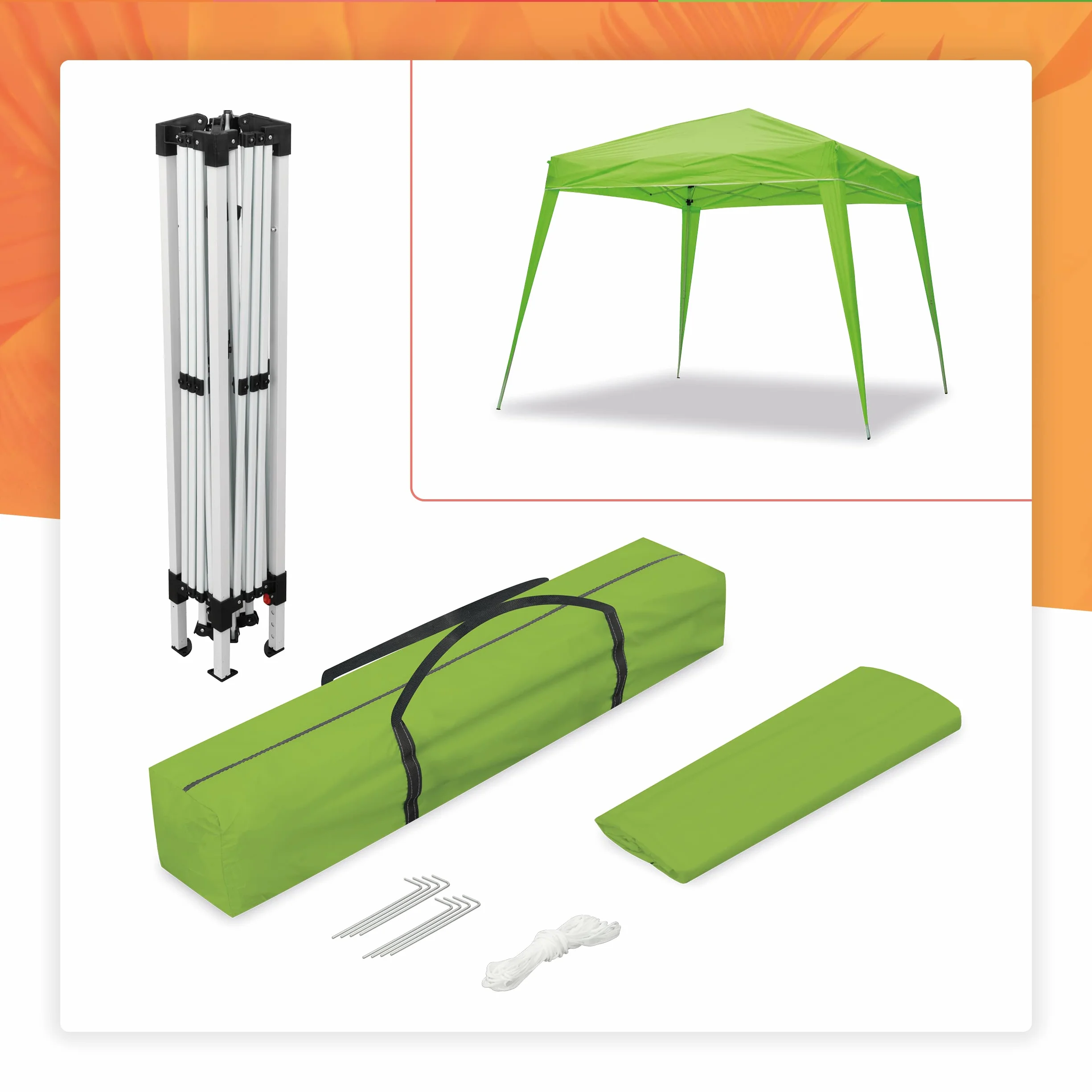 Wasabi - Carpa Plegable 3x3 m – Resistente al Agua - Incluye Vientos y Piquetas de Fijación - Estructura de Acero - Cenador para Jardín – Pérgola Playa - Camping Fiestas