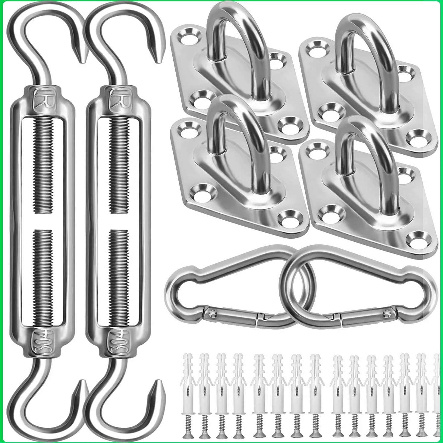 Kit Montaje Toldo Vela M6 Fijación Triángulo Rectángulo Acero Inoxidable 40 Piezas