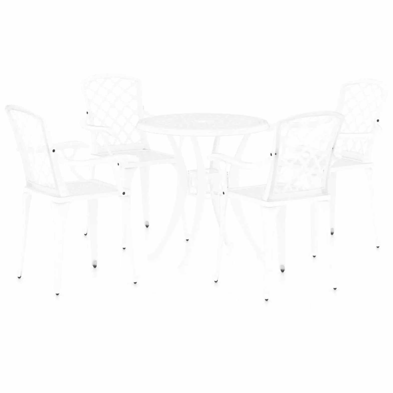 5 Piezas Bistro Set Mesa y Sillas Aluminio Fundido Blanco Jardin
