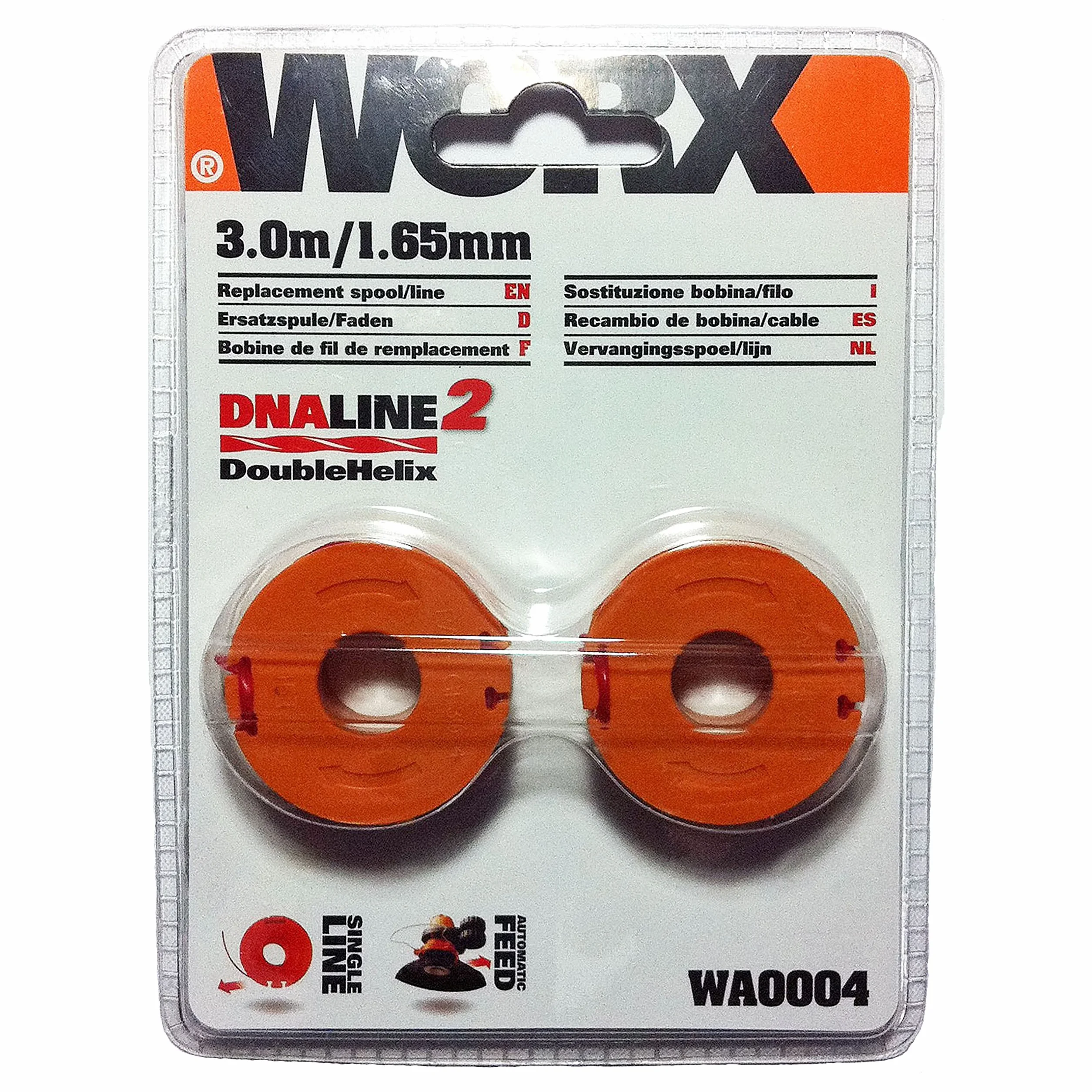 WORX Repuesto de Hilo para Cortabordes, Naranja, 6.5 cm