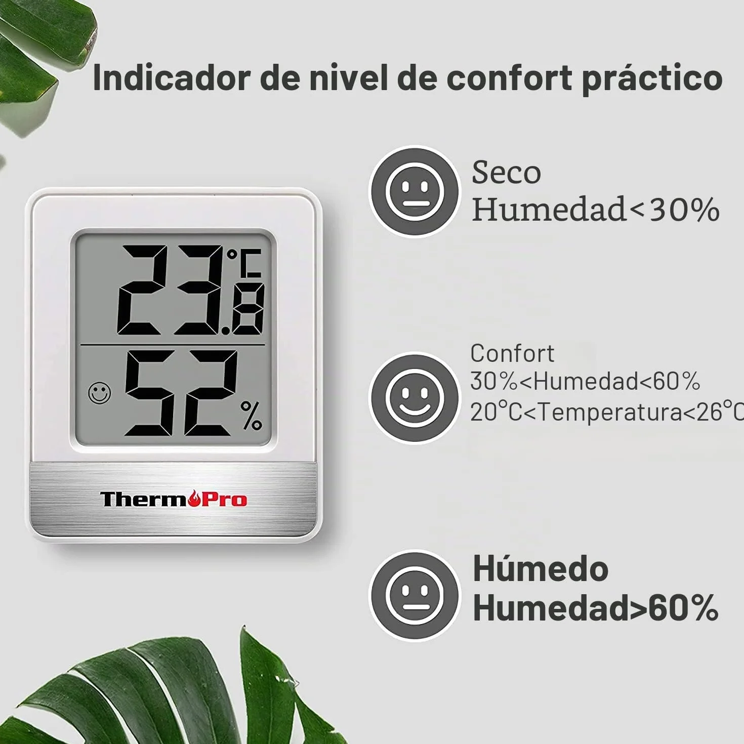 ThermoPro TP49 3 Piezas Termómetro Higrómetro Digital Interior Medidor Temperatura Humedad