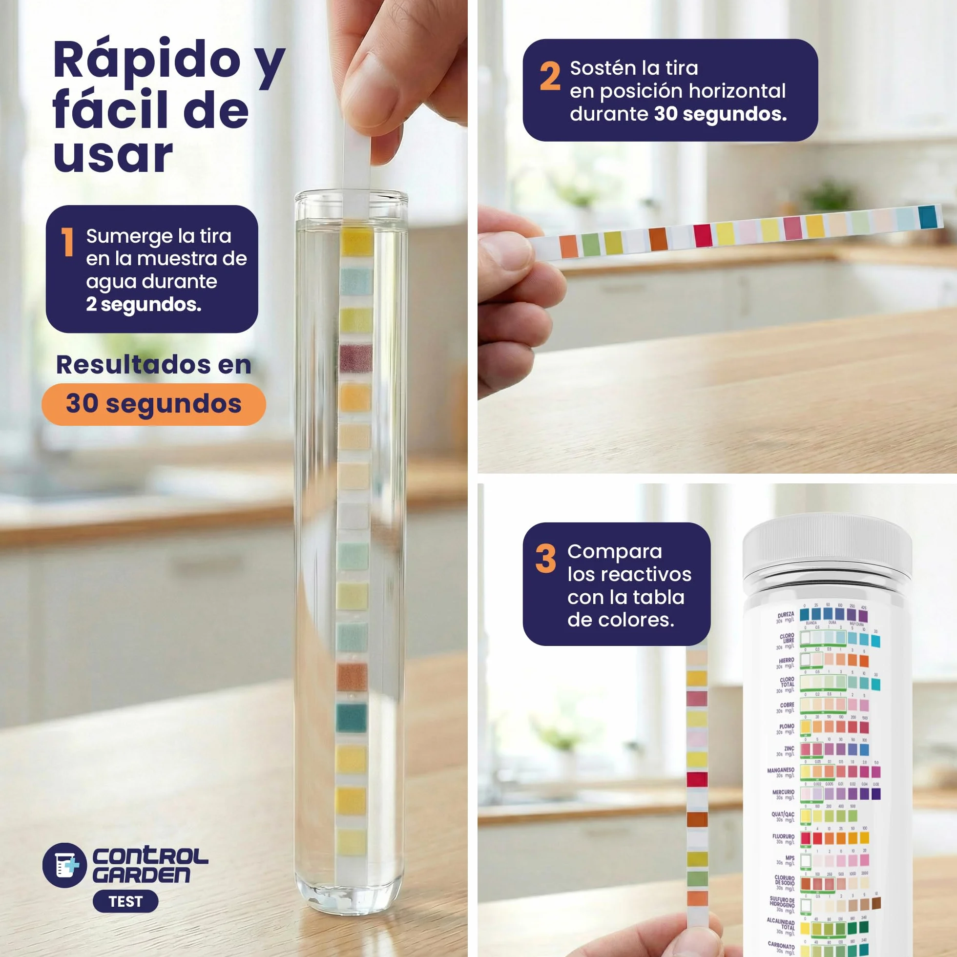 Test Agua Potable 17 en 1 160 Tiras Reactivas pH Dureza Cloro Metales Pesados Kit Profesional