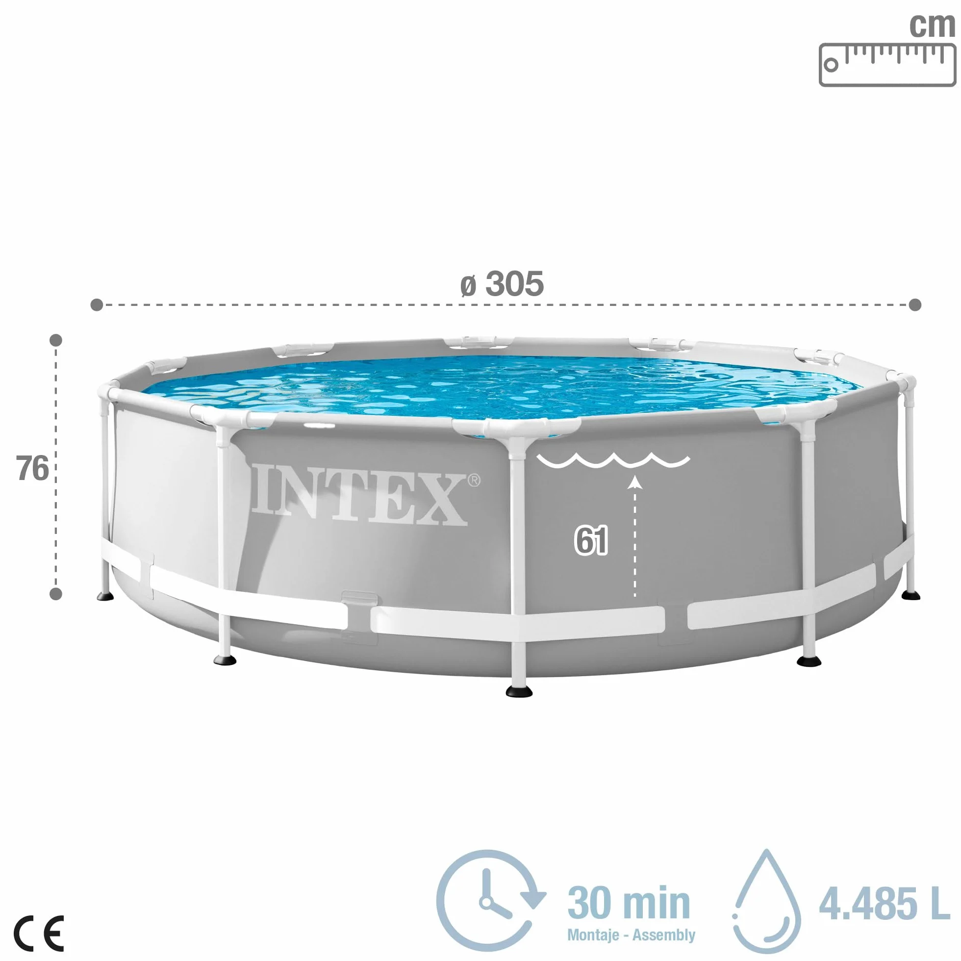 Intex 26700NP Piscina elevada Redonda Prisma Frame 305 x 76 cm