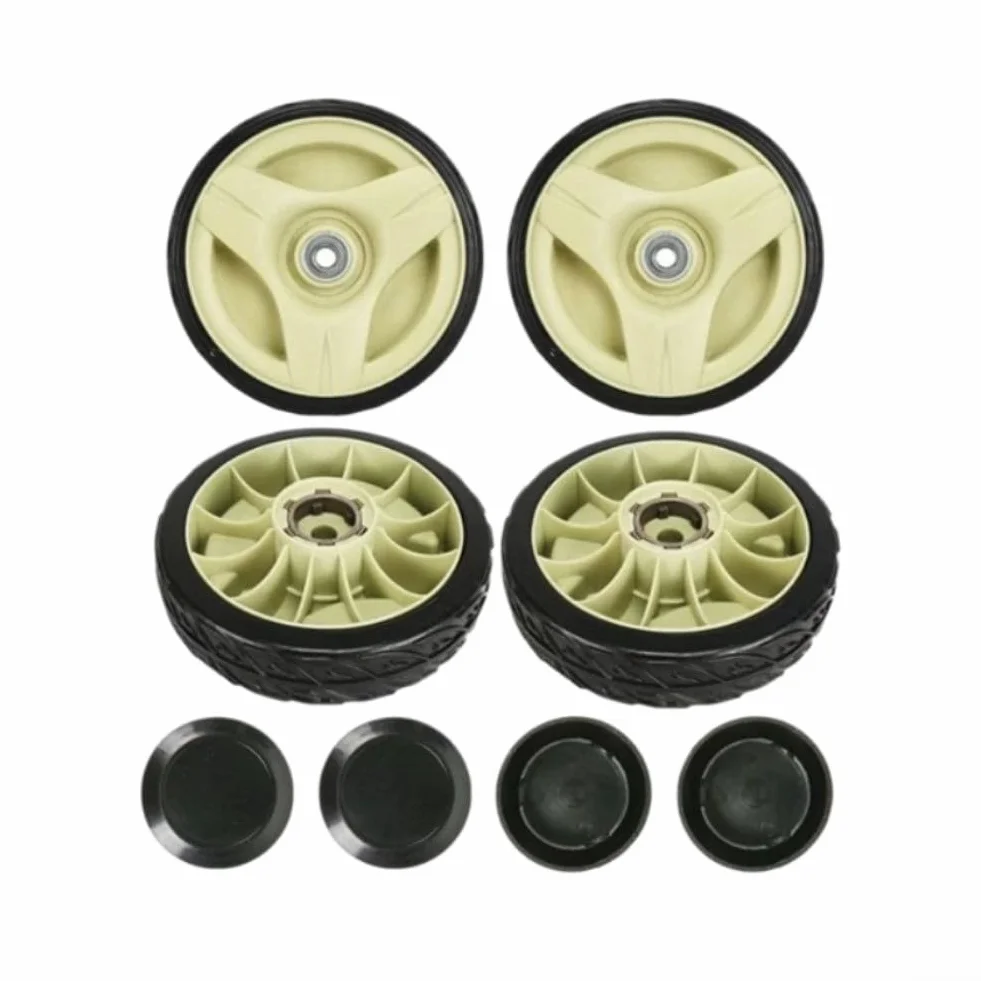 Ruedas de goma para cortacésped 7-34 diseñadas para modelos Honda HRU con rodamientos de bolas dobles para baja fricción y uso en exteriores de larga duración (como se muestra, 4 piezas)