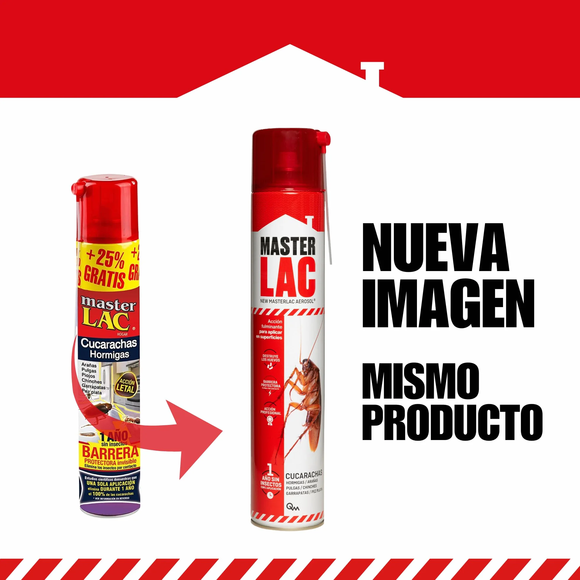 MASTERLAC Insecticida Cucarachas Hormigas Arañas Pulgas Chinches Acción Larvicida 1 Año Duración Efecto Barrera