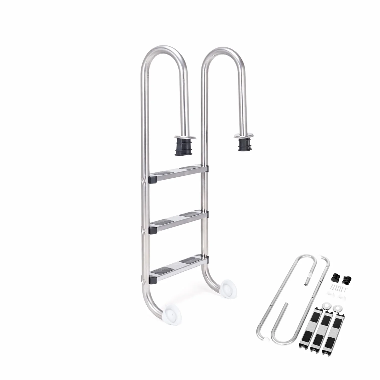 COSTWAY Escalera de Piscina de 3 Peldaños, Acero Inoxidable, Antideslizante, 55x26x132 cm, 150 kg