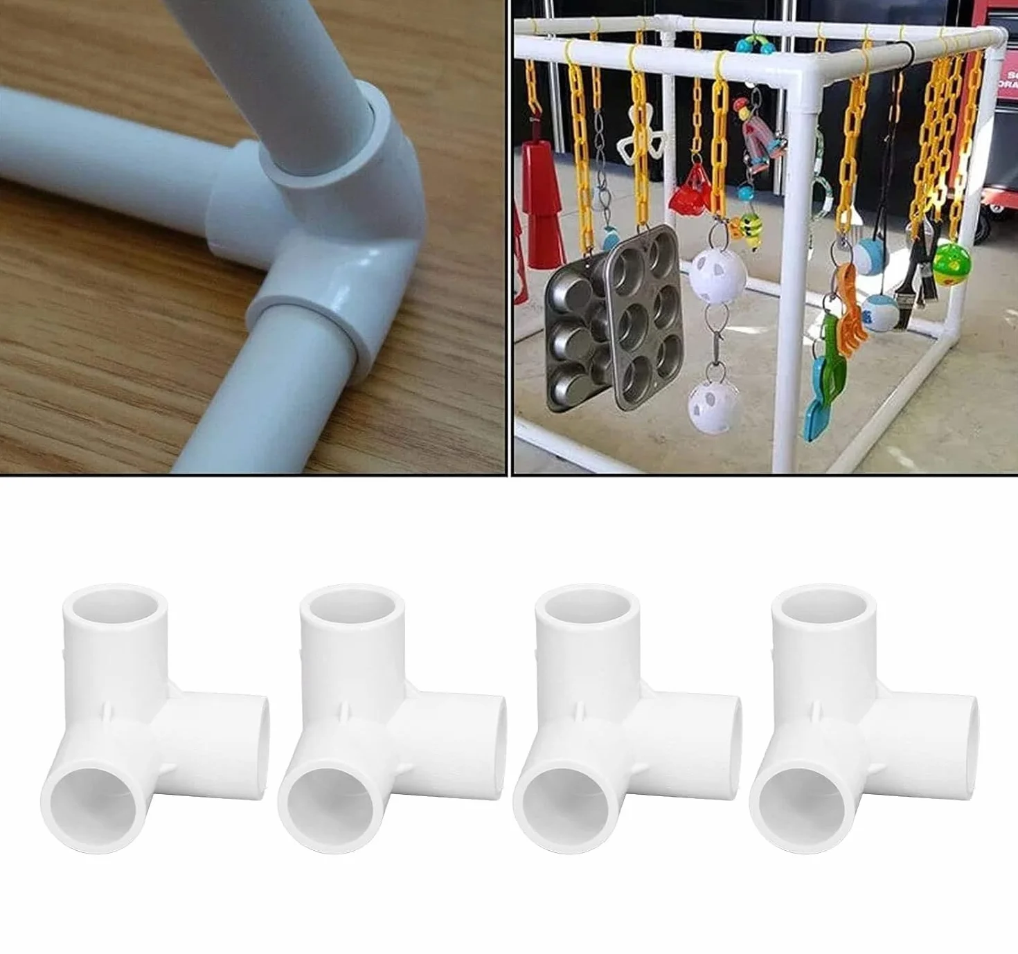 Tubo PVC 20mm Rígido, 10 Pcs Conectores en T de 3 Vías, Accesorios de Tubería para Suministro de Agua