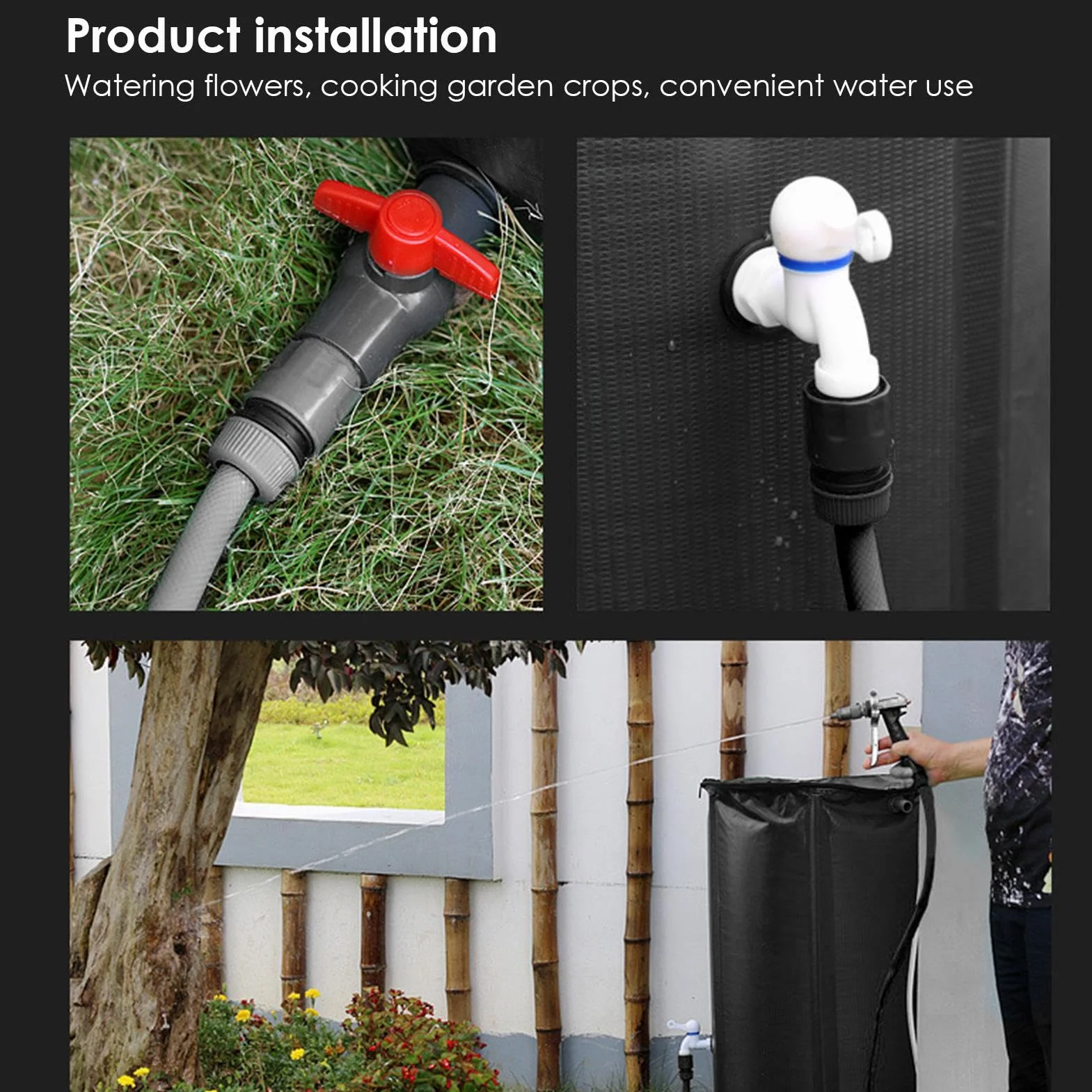Barril de recolección de agua de lluvia, tanque de almacenamiento de agua de 200 L, colector de agua de recolección de lluvia, barril de lluvia portátil con kit de desbordamiento, almacenamiento de | de 200 L, colector de agua de recolección de lluvia, ba