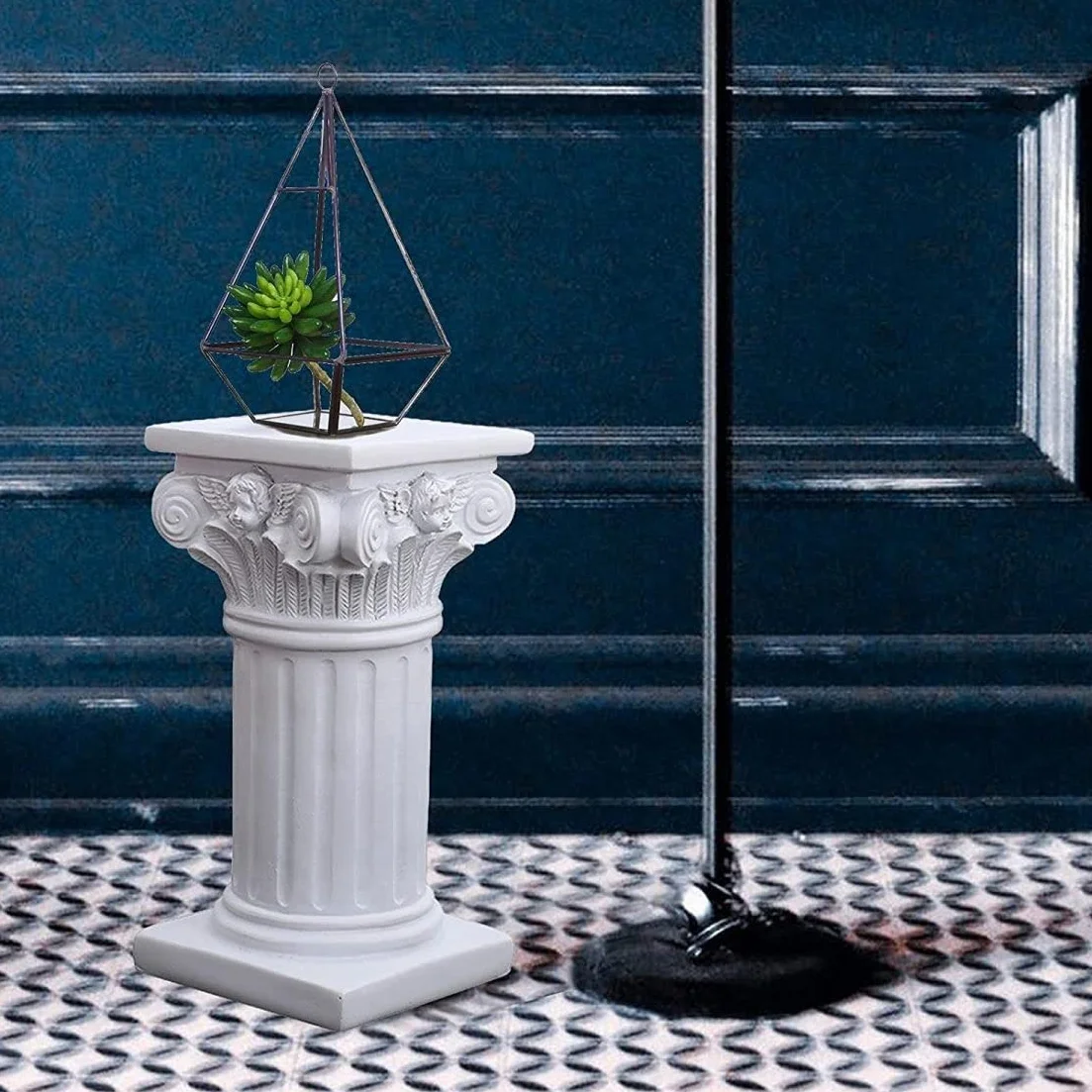 Columnas Romanas Decorativas de Resina 3.7x3.5x6.9 Pulgadas Pedestal Blanco