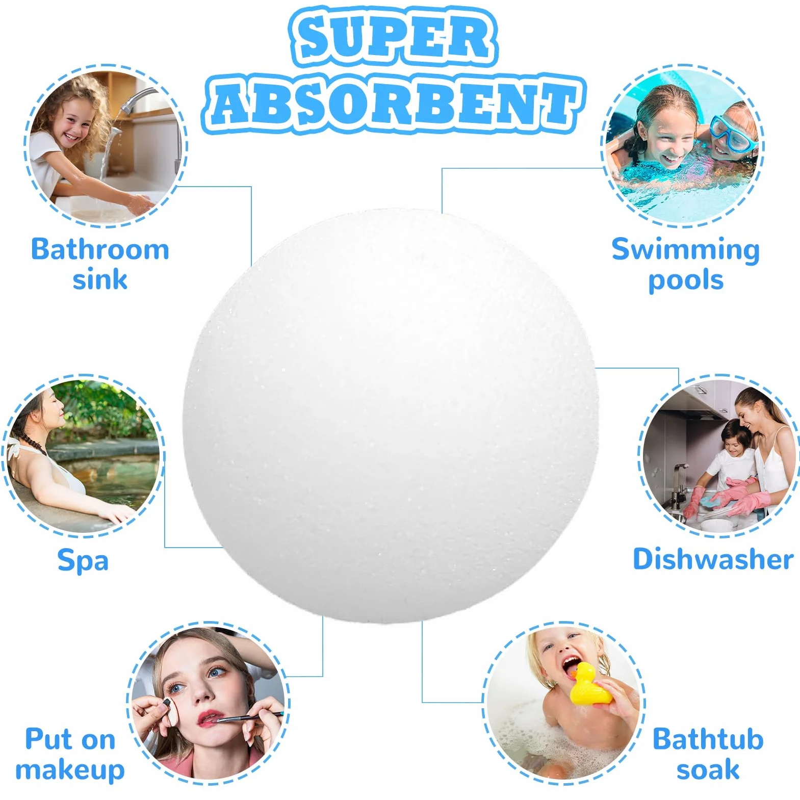 Esponja Absorbente de Aceite, 16 Piezas Reutilizable para Limpieza de Piscina Baño SPA