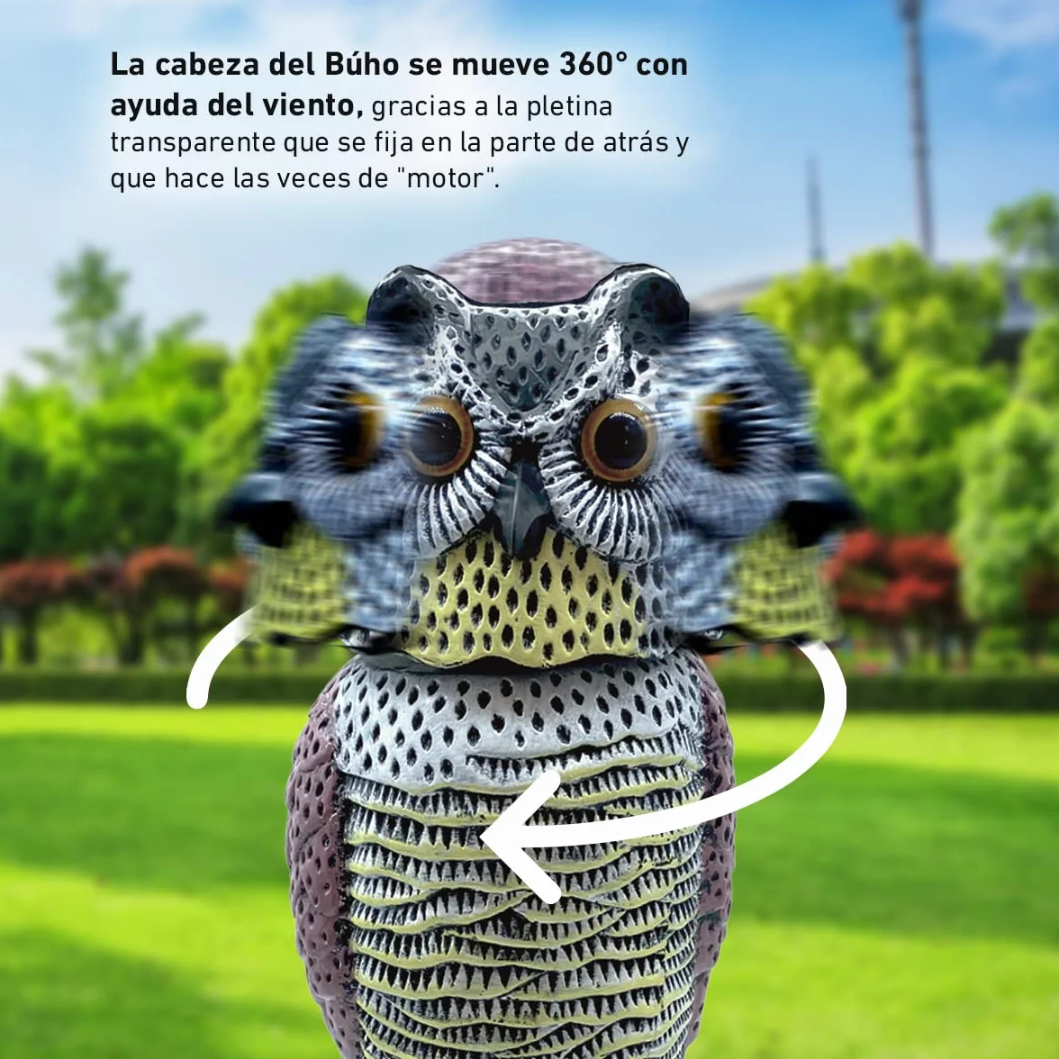 Búho Espantapájaros Biotop Gira la Cabeza con el Viento Marrón