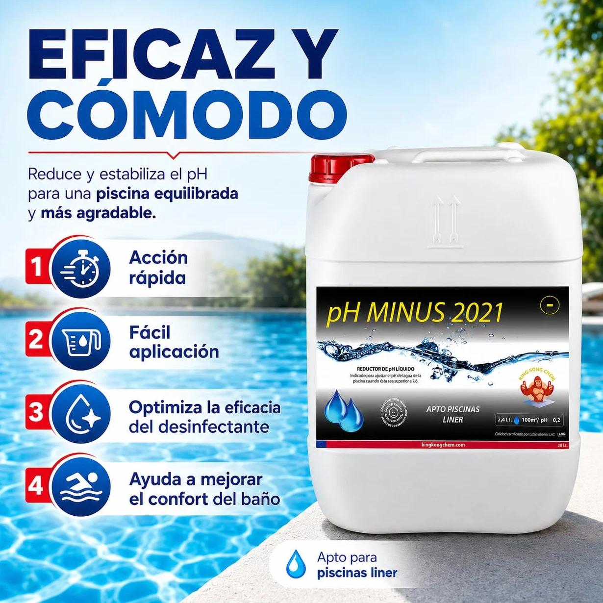 PH Minus 20 litros (25 KG) - Reductor pH para Piscinas - Ácido Sulfúrico al 15%
