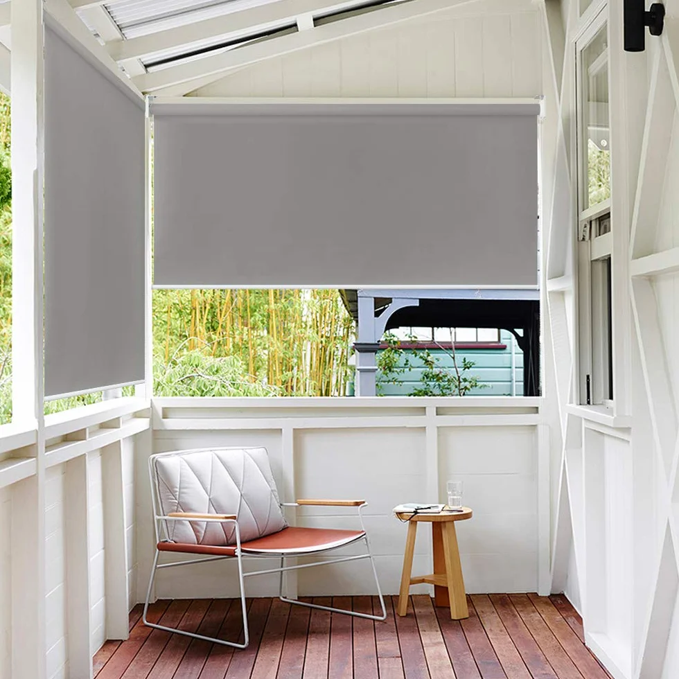 HENGMEI Toldo Vertical para Balcón y Terraza, Protección Solar Exterior, Gris, 140 x 140 cm