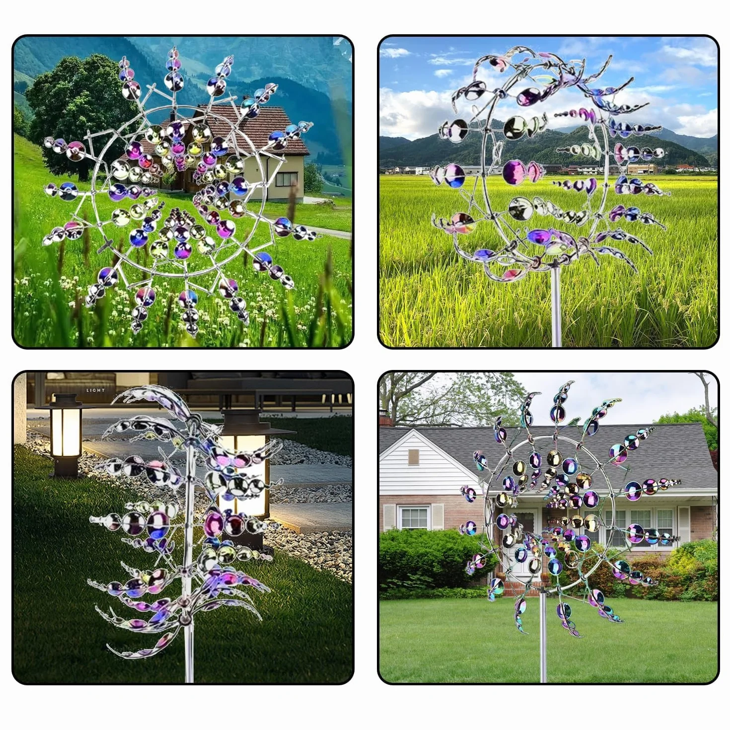 Molino de Viento de Metal Spinner Escultura para Jardín