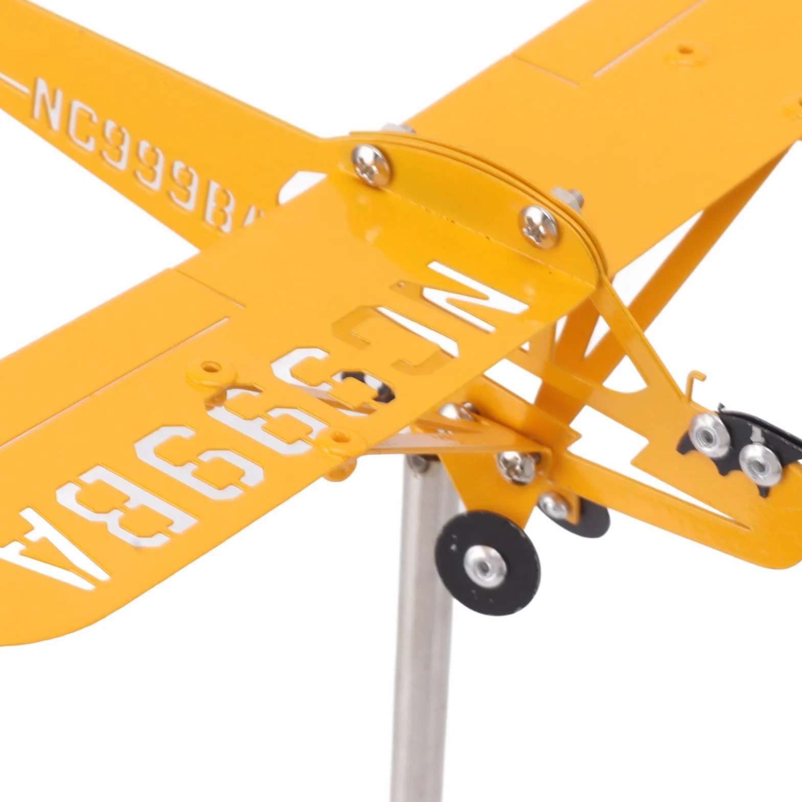 Veleta de Avión Piper J3 Cub 3D Metal Indicador Dirección Viento Exterior Decoración Jardín Patio