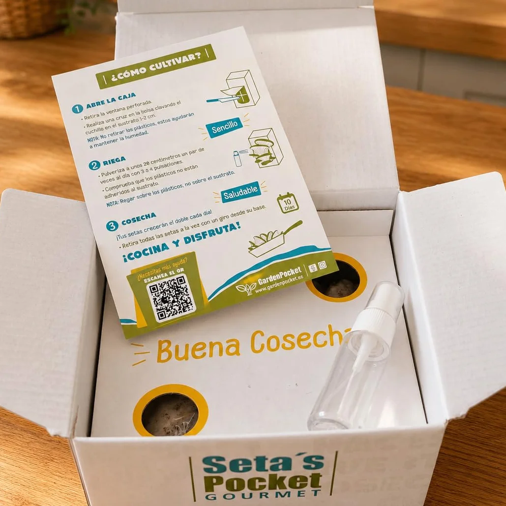 Kit Cultivo de Setas en Casa – Cultiva Setas Gourmet en 10 Días con Pulverizador e Instrucciones