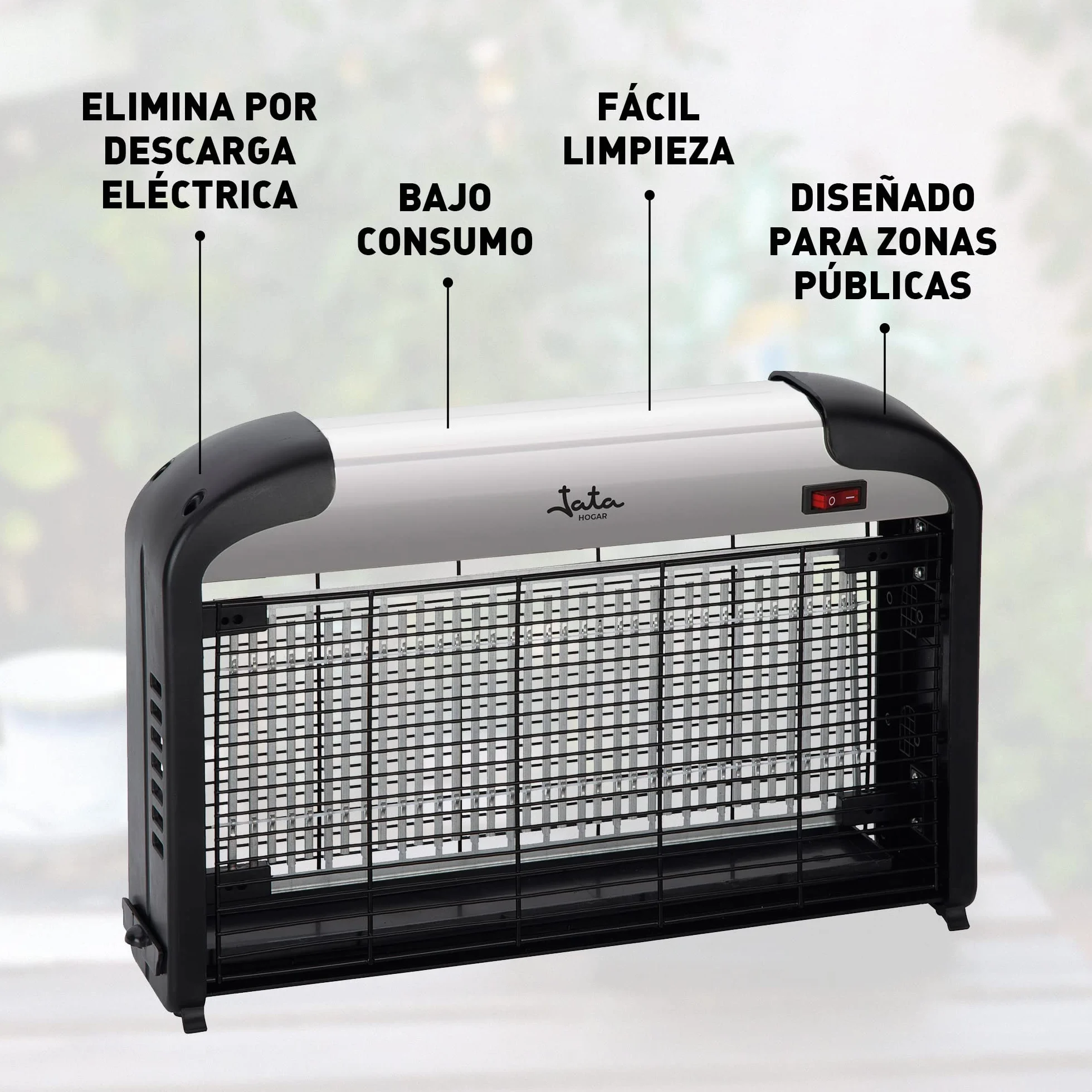 JATA HOGAR MELI0620 - Antimosquitos Eléctrico Interior 50 m² con 28 LED UV, Mata Mosquitos Silencioso con Mando a Distancia, Bandeja Extraíble, Bajo Consumo, Trampa Insectos para Hogar y Negocio