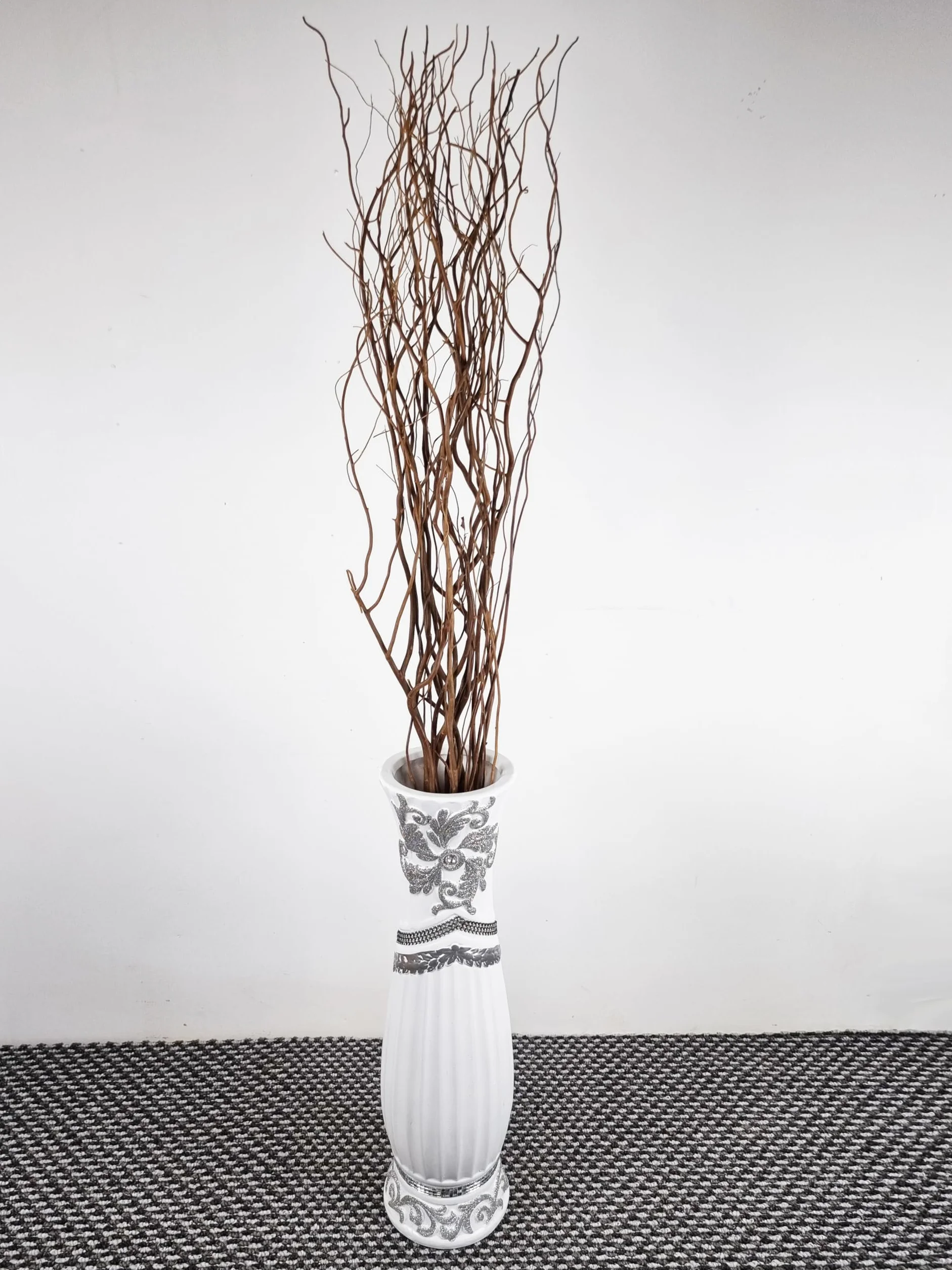 Ramo de ramitas retorcidas de mimbre 120 cm marrón negro plata oro natural chocolate