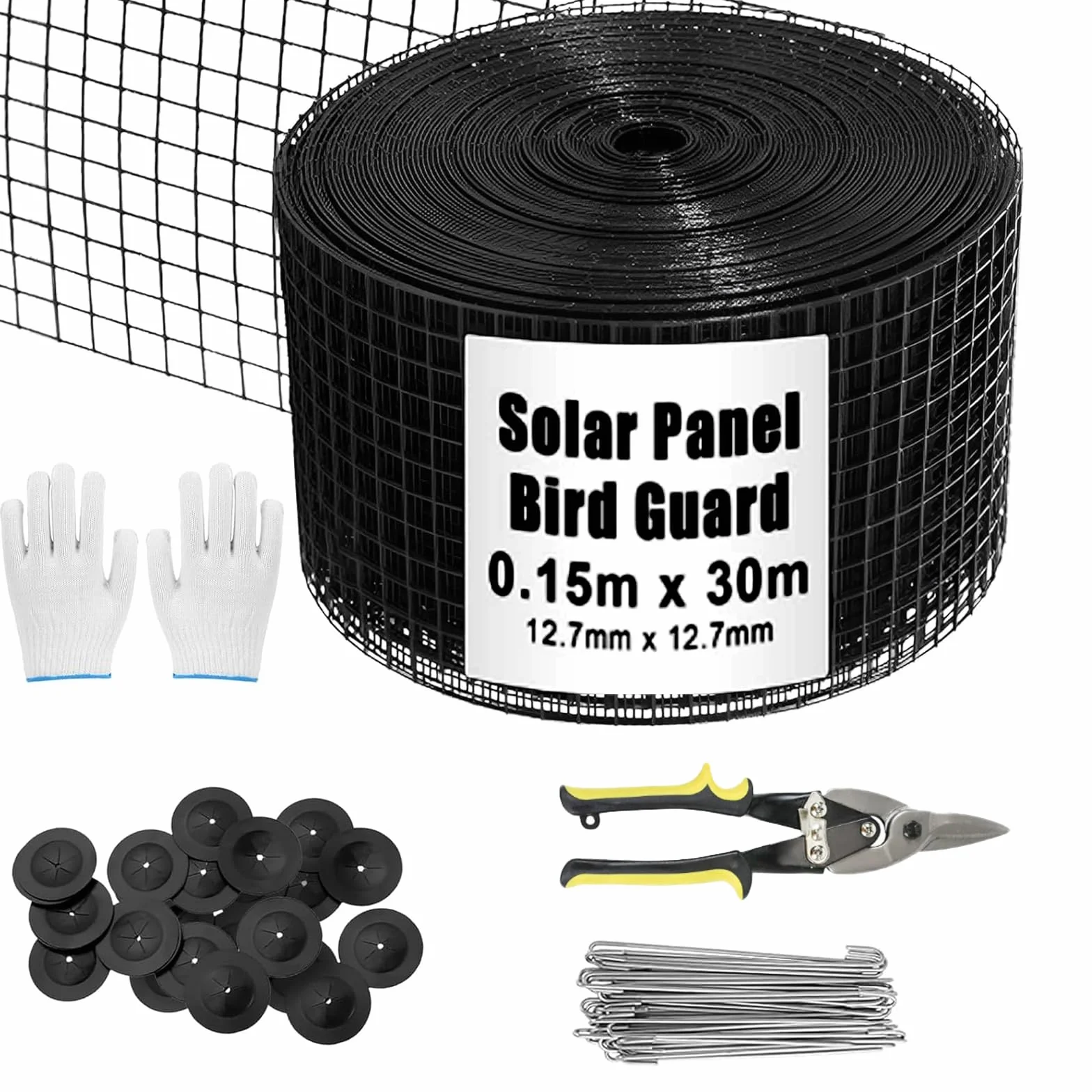 Juego de red solar para pájaros, 6 pulgadas x 100 pies, red de PVC para pájaros, red solar para pájaros