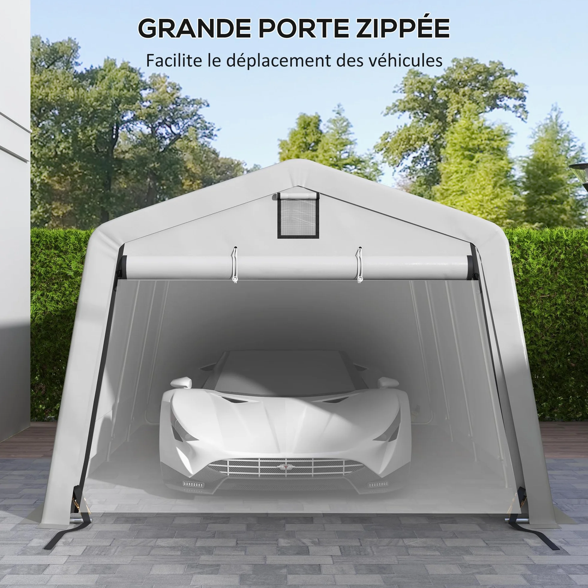 Outsunny Cobertizo portátil independiente 6,2x3,3x2,4 m acero galvanizado PE 150 g/m² impermeable anti-UV
