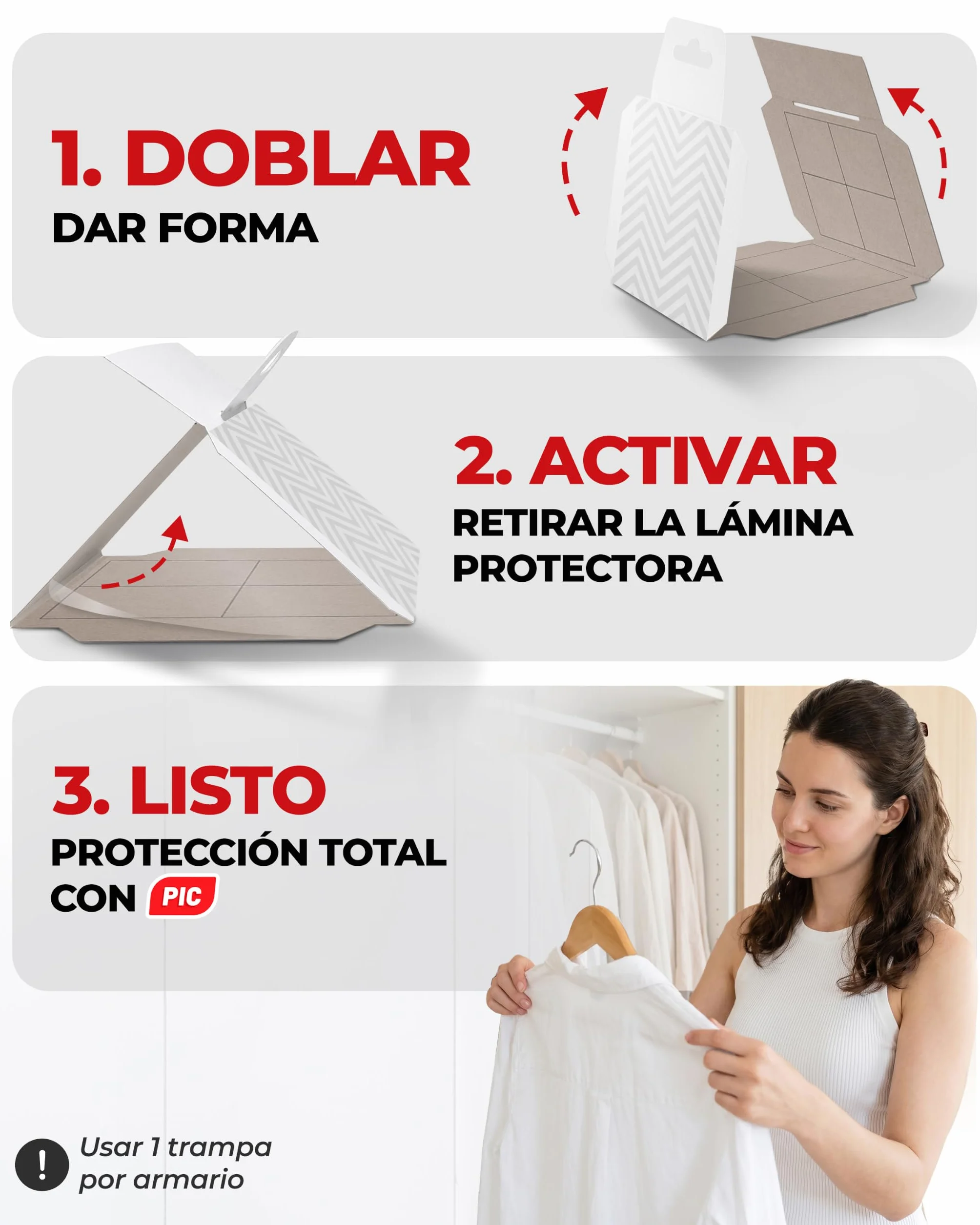 PIC Trampa para polillas de la Ropa - Protección para Armario
