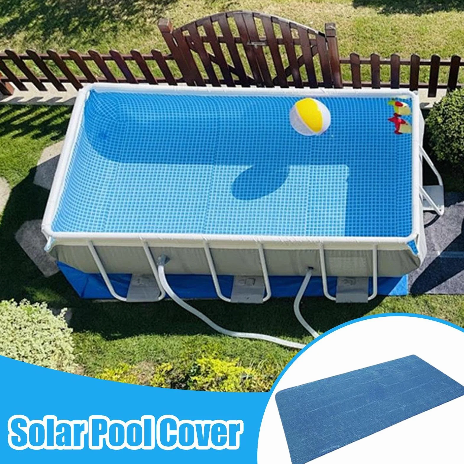 Cubierta Solar para Piscinas 220x150 Cm Manta Térmica Rectangular Impermeable Aislamiento Térmico