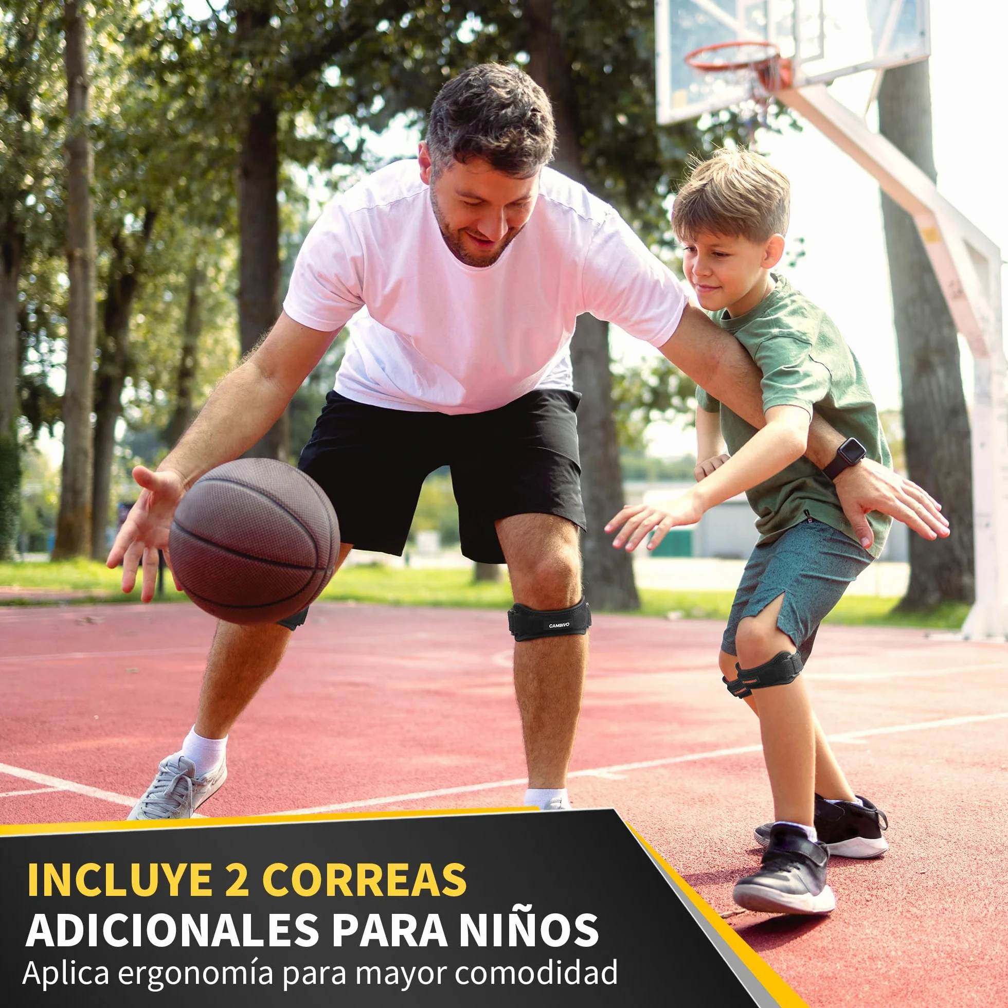 CAMBIVO Rodillera Ajustable x2, Cinta Rotuliana, para Menisco y Ligamento, Tendón Rotuliano, Correr, Gimnasio, Alivio Tendinitis