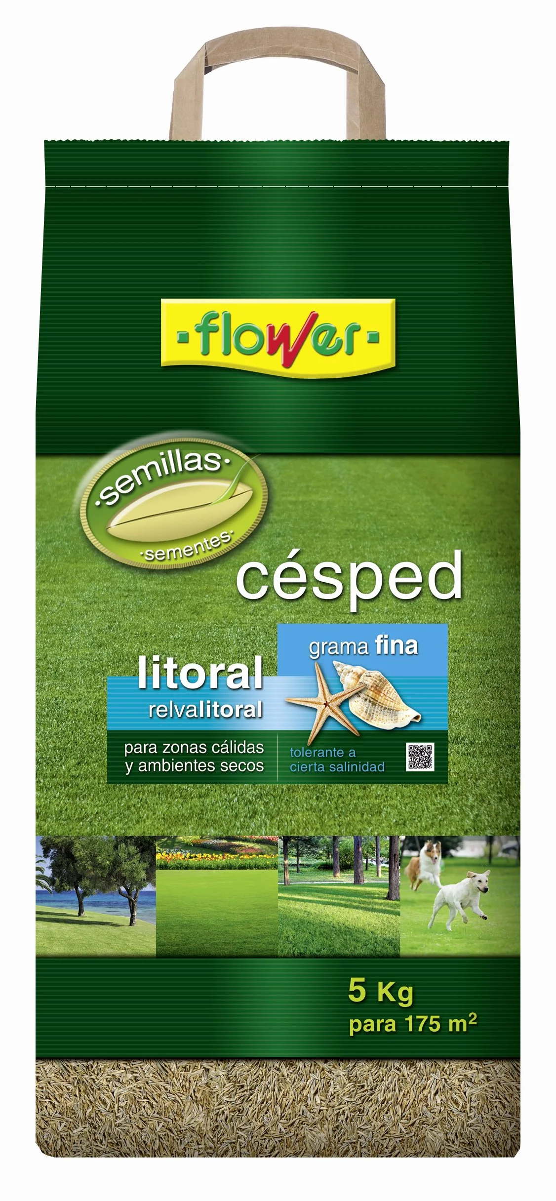 Semillas de Césped Litoral Grama Fina 5 kg para Zonas Cálidas y Ambientes Secos Tolerante a Salinidad 175 m2