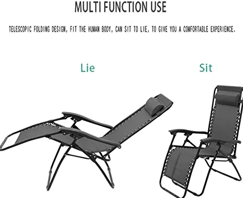 Genérico Tumbona reclinable para Interior/Exterior, Tumbona de Camping, Silla reclinable de jardín con reposacabezas Acolchado Ajustable (Negro).