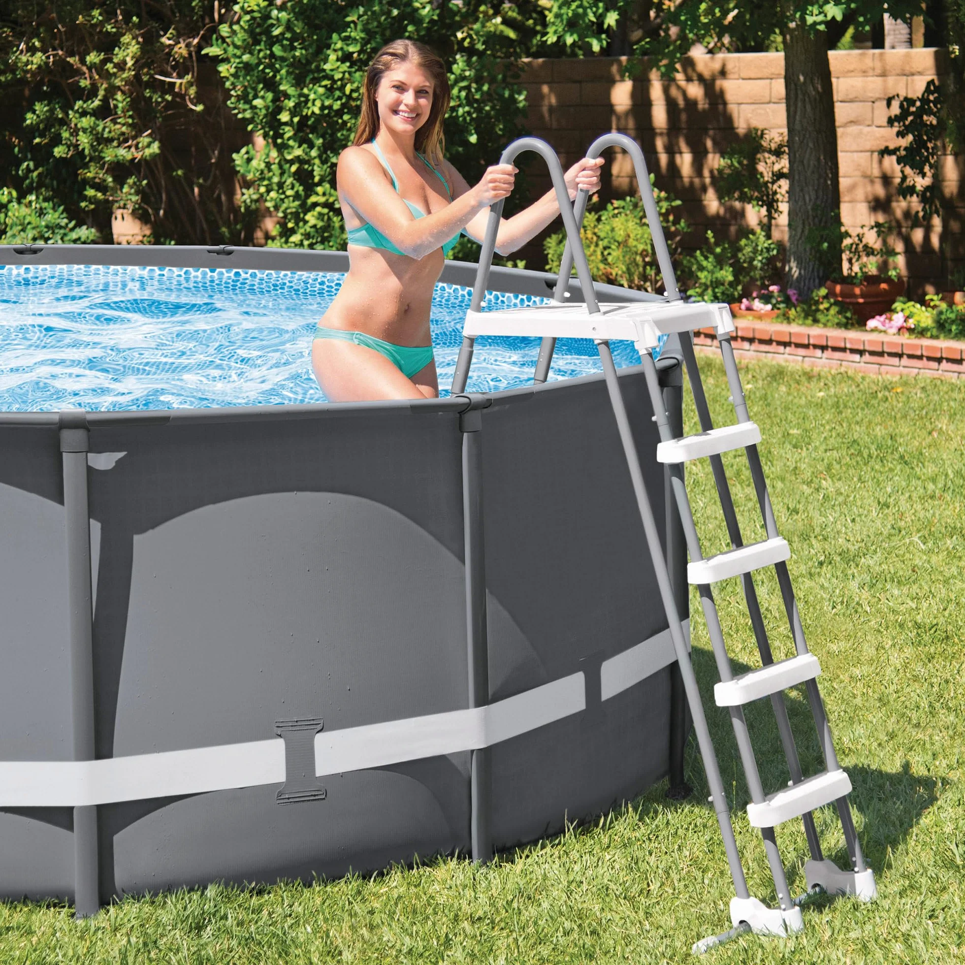 Intex Escalera Desmontable para Piscinas de 52 Pulgadas, Gris, 130x33x182 cm