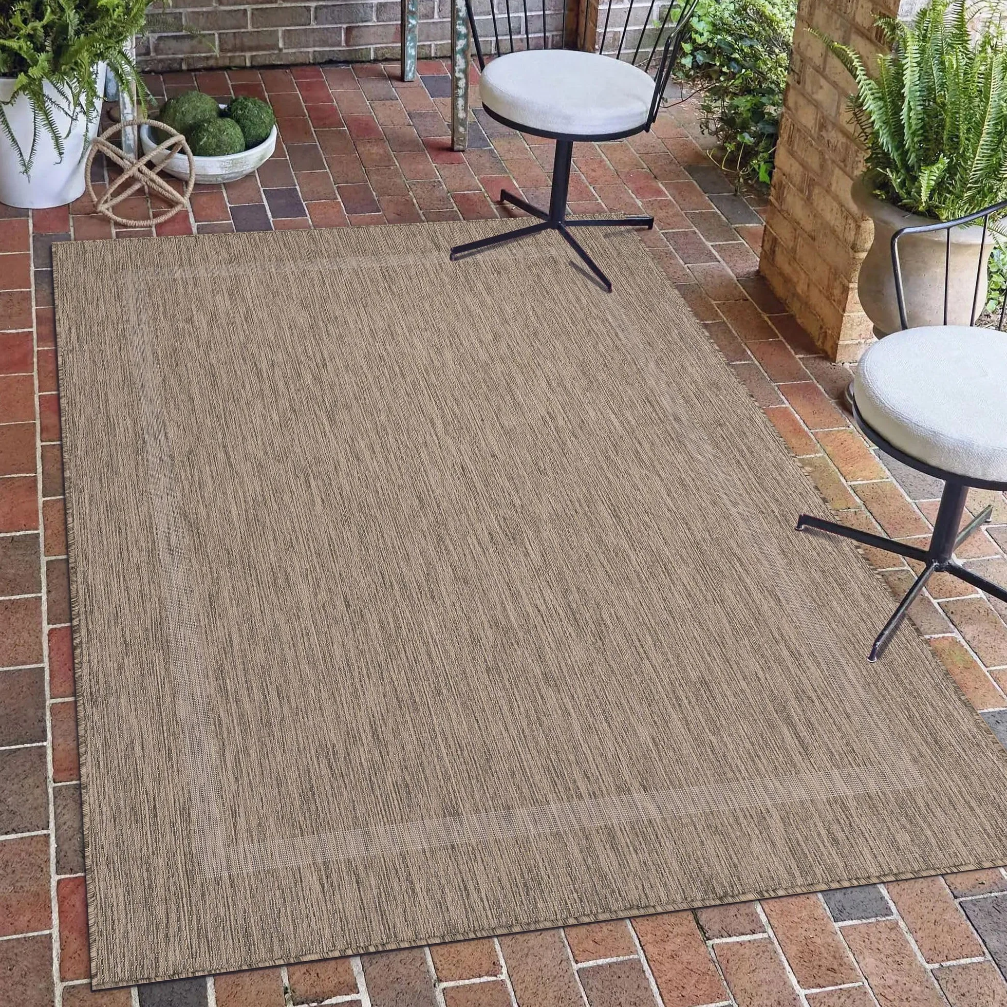 Alfombra Exterior Resistente a la Intemperie Impermeable 200x300 Marrón - Alfombra de Cocina de Tejido Plano para Balcón Terraza Jardín
