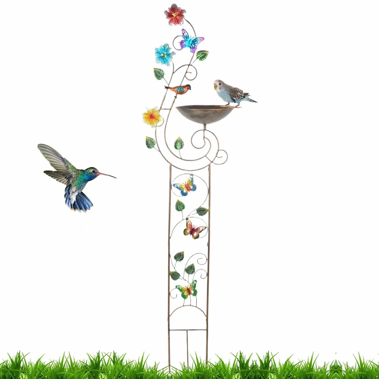 Baño De Agua Para Pájaros De Jardín Con Estaca De Diseño Artístico Y | Bebederos Autoportantes Para Pájaros Para Jardín, Patio, Terraza, Jardín Trasero Y Patio Interior