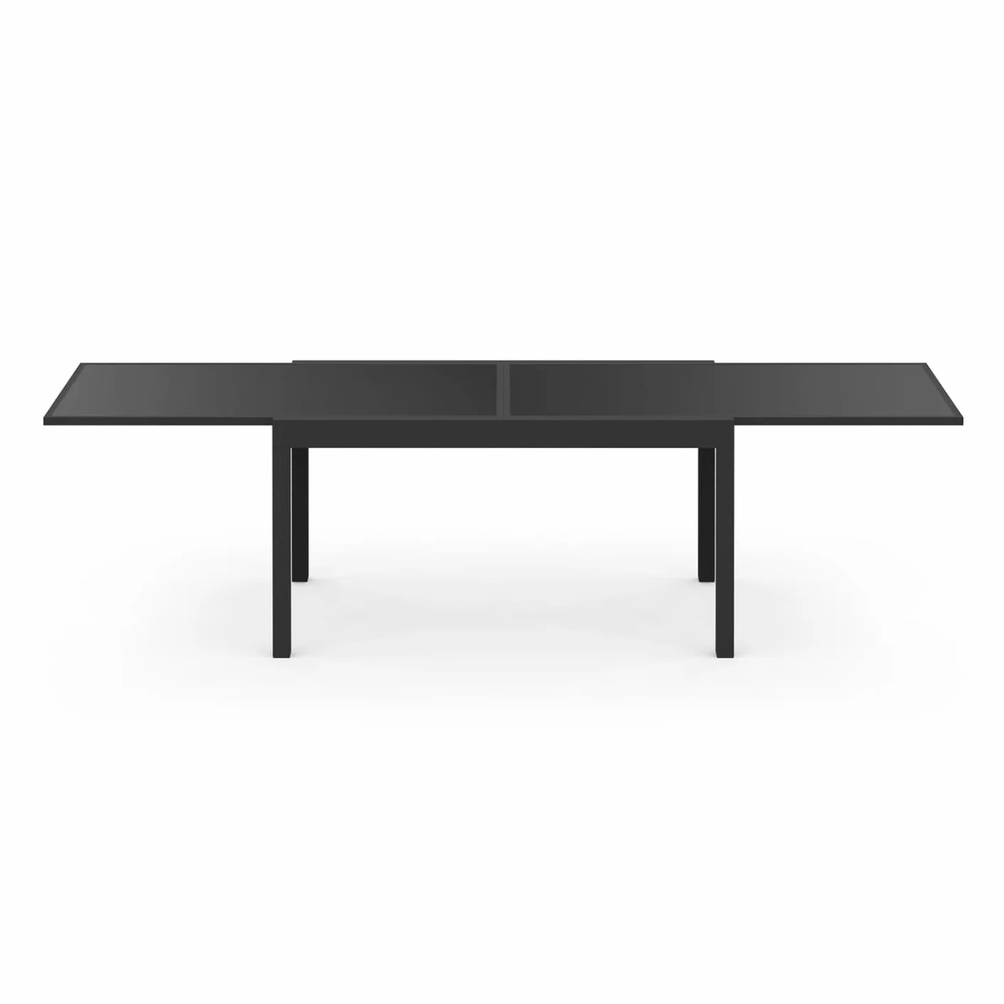 IDMarket - Juego de jardín Madrid con mesa extensible de 135-270 cm y 12 sillas apilables, color negro