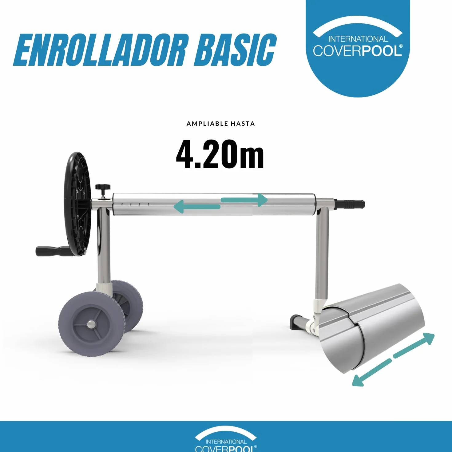 Enrollador de Cubierta de Piscina Basic Ajustable 4,2m Tubo 80mm