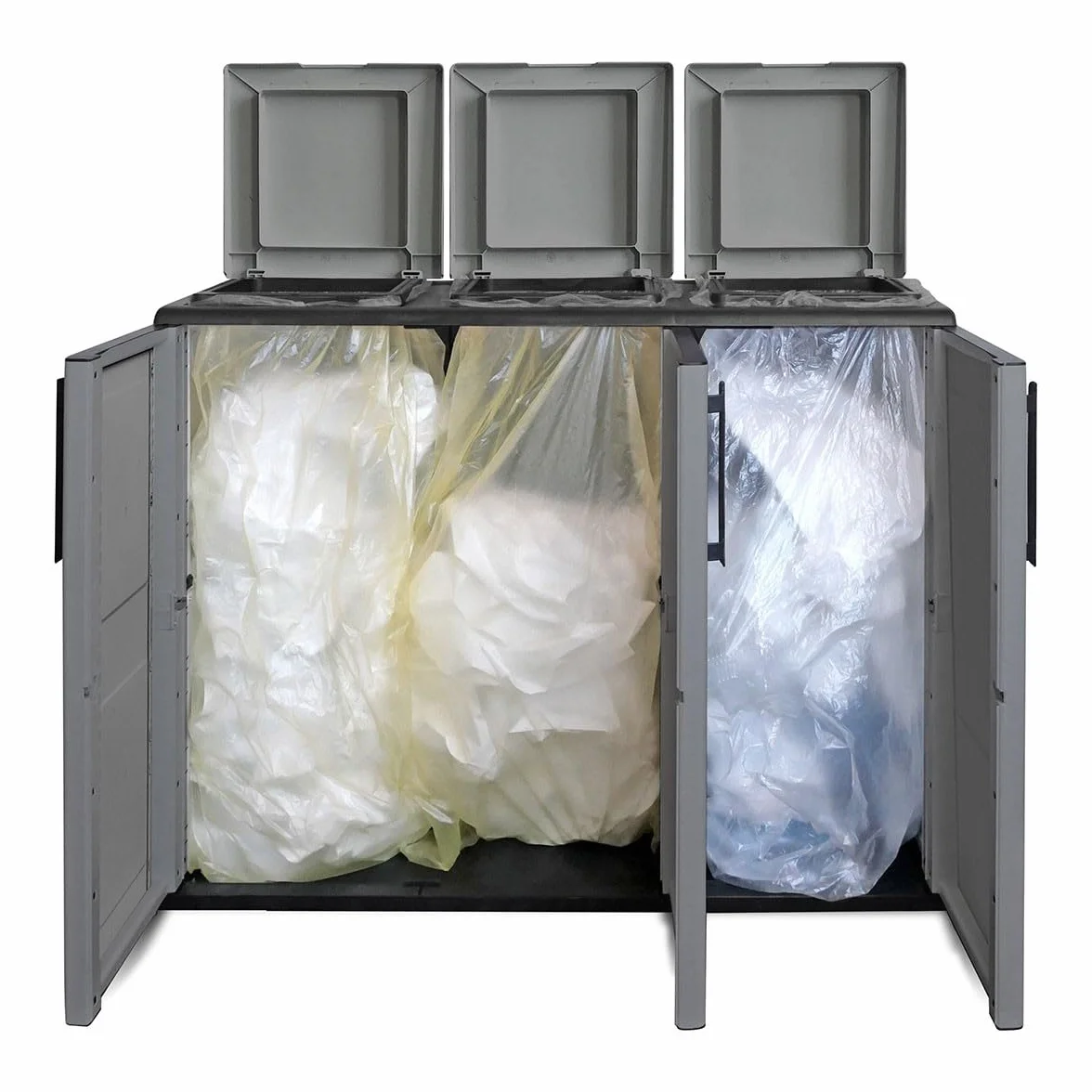 Intec Cubo de basura clasificación selectiva 3 bolsas gris 102x37x84 cm