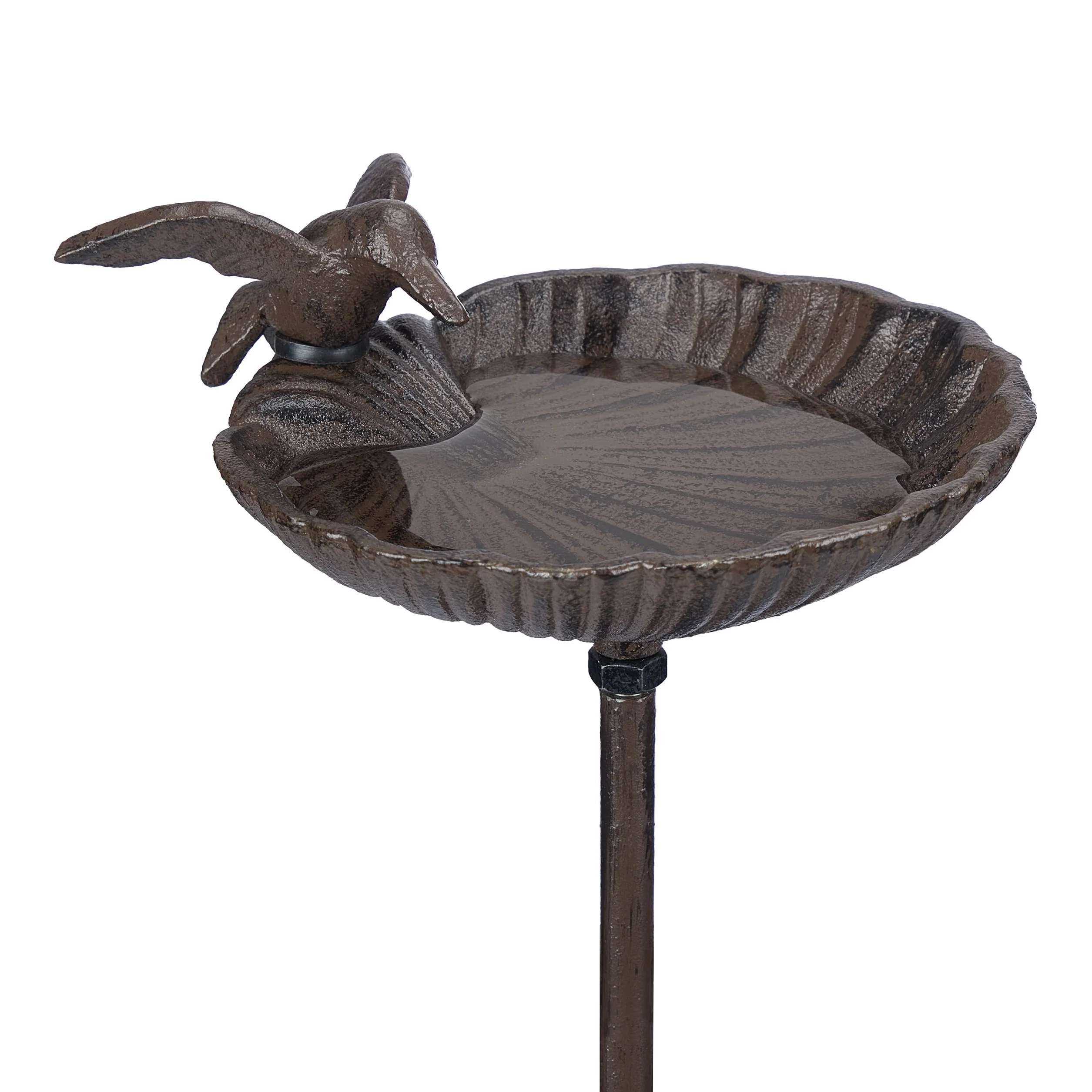 Relaxdays Bebedero Pájaros Hierro Fundido, Fuente Aves Estaca, 100 cm, Marrón