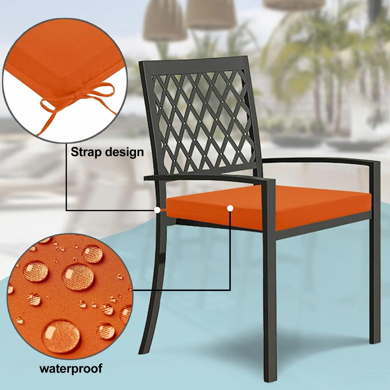 Funda de Cojín de Asiento Impermeable para Exterior 60x60cm 50x50cm para Muebles de Jardín Silla Sofá Patio Ratán