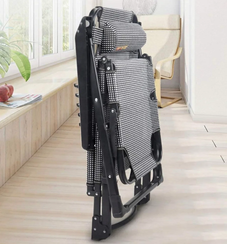 Tumbona plegable para exteriores con almohada de gravedad cero ajustable, reclinable, para oficina, piscina, jardín, camping