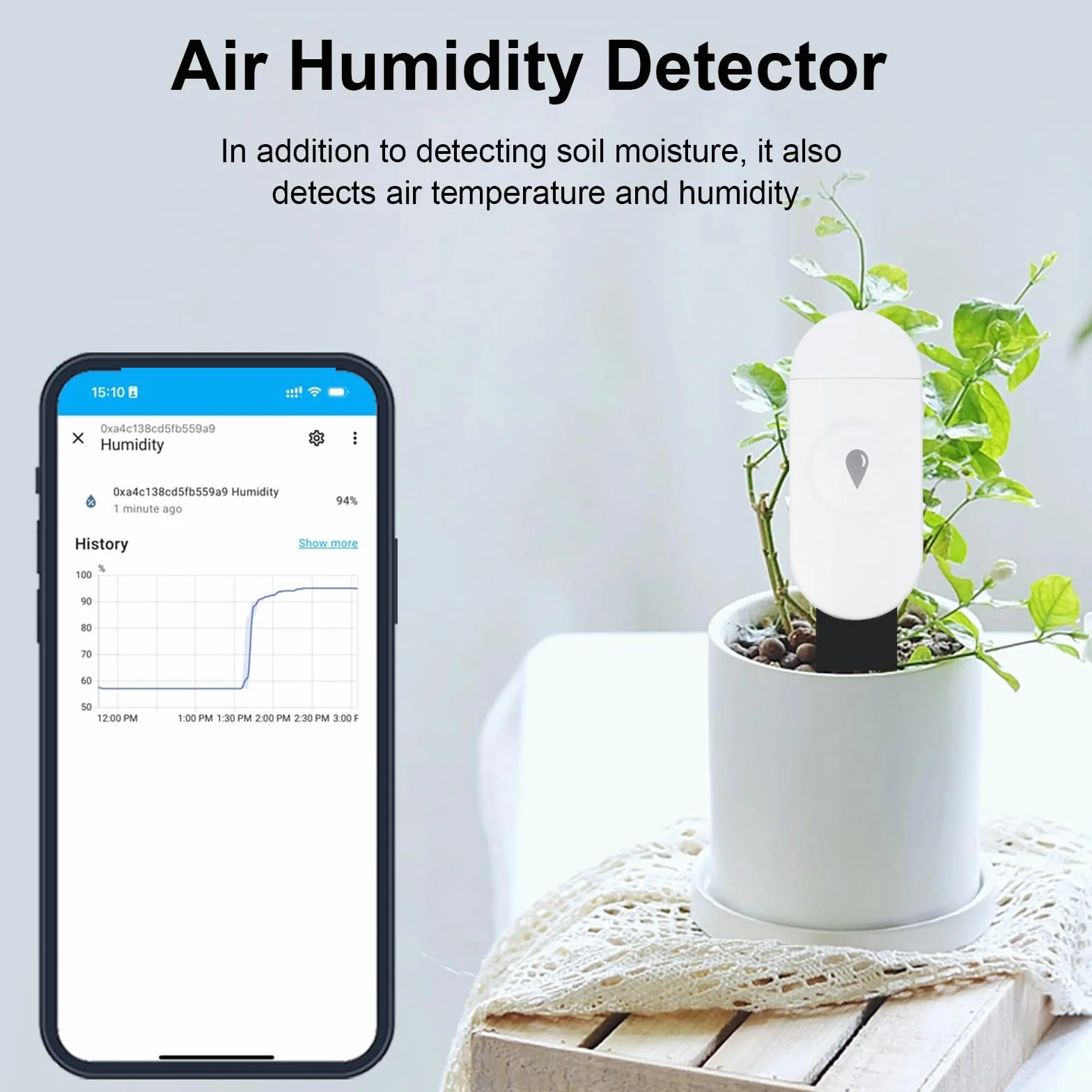 Haozee Sensor inteligente de humedad del suelo Zigbee, higrómetro/termómetro para jardín