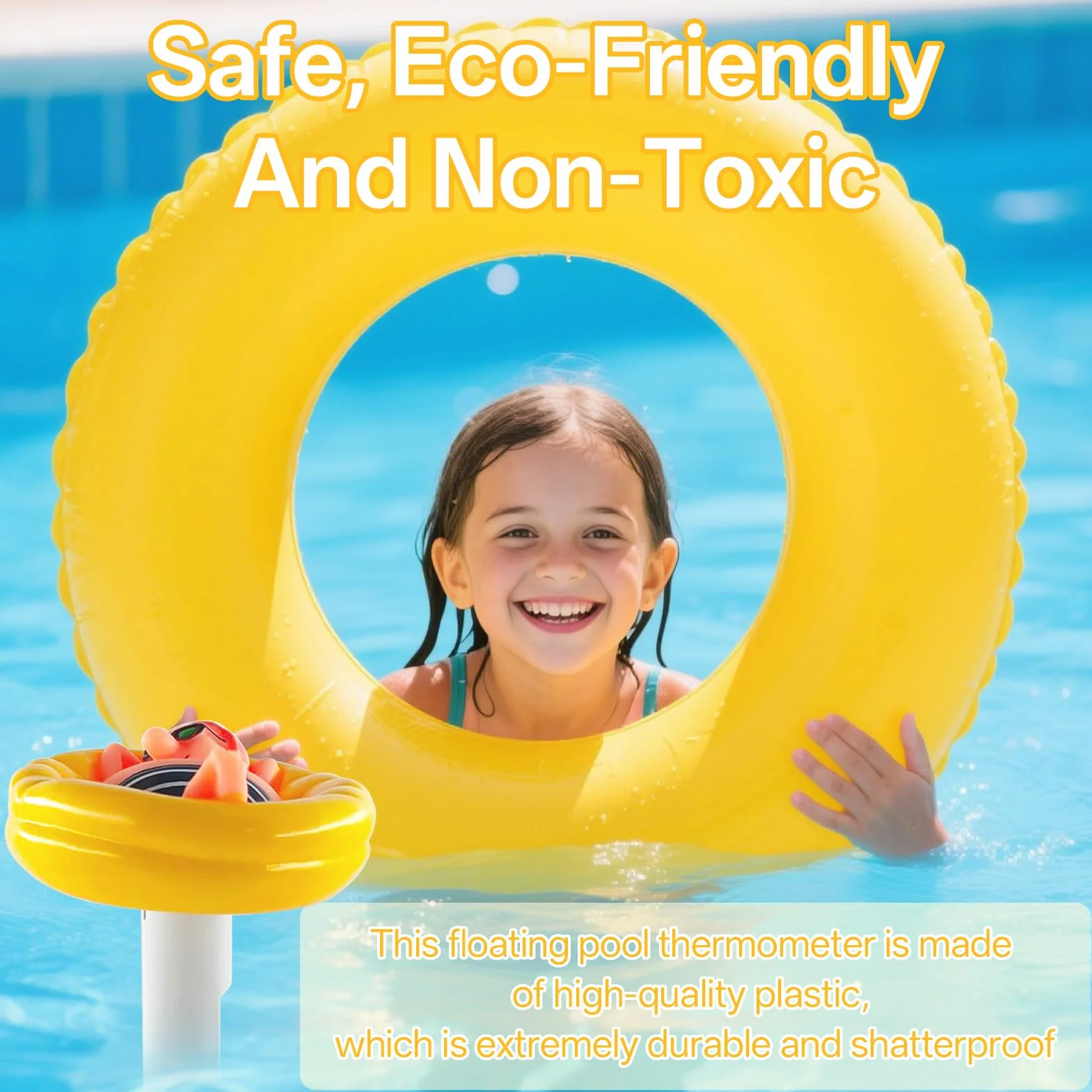 Termómetro de Piscina Flotante con Cuerda para Piscinas, Spas, Bañera