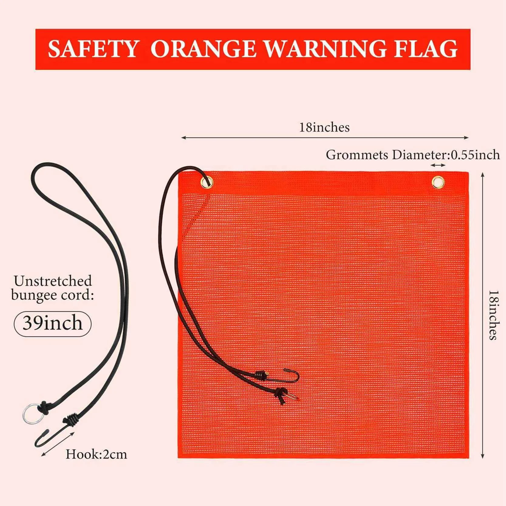 rieder de Seguridad de 12 Piezas 18X18 Pulgadas Bandera Advertencia Naranja Bandera de Seguridad Elástica, Buena Visibilidad Bandera Resistente Una La Intemperie con Ojales