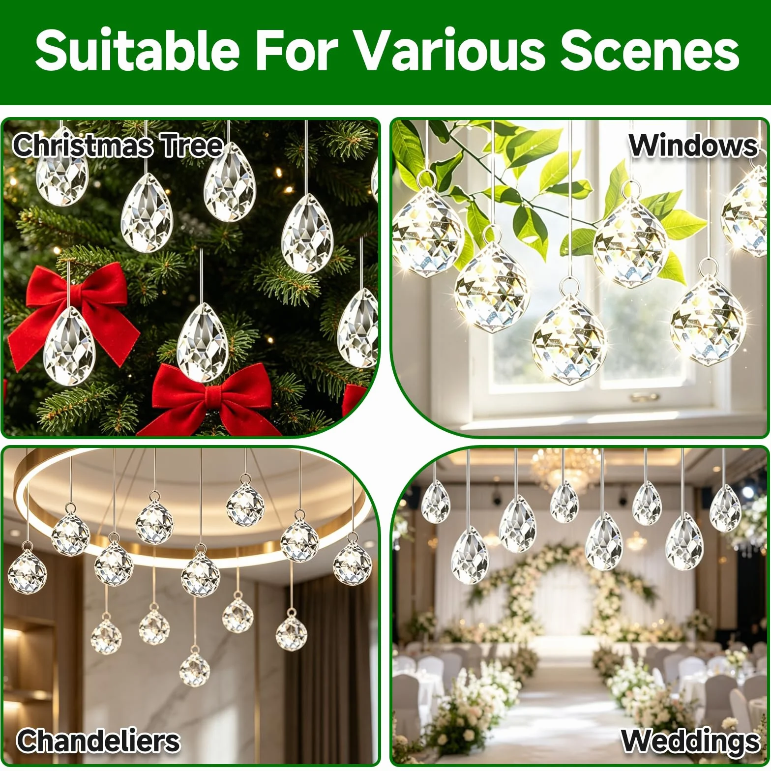 Atrapasol Cristal Prisma Bola Cristal 30 mm Colgar Vidrio Transparente Decoración Ventana Boda Jardín Hogar Lámpara DIY 10 Piezas