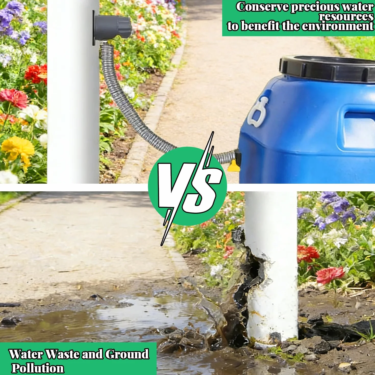 Colector de Agua de Lluvia, Kit Conector para Barril y Depósito